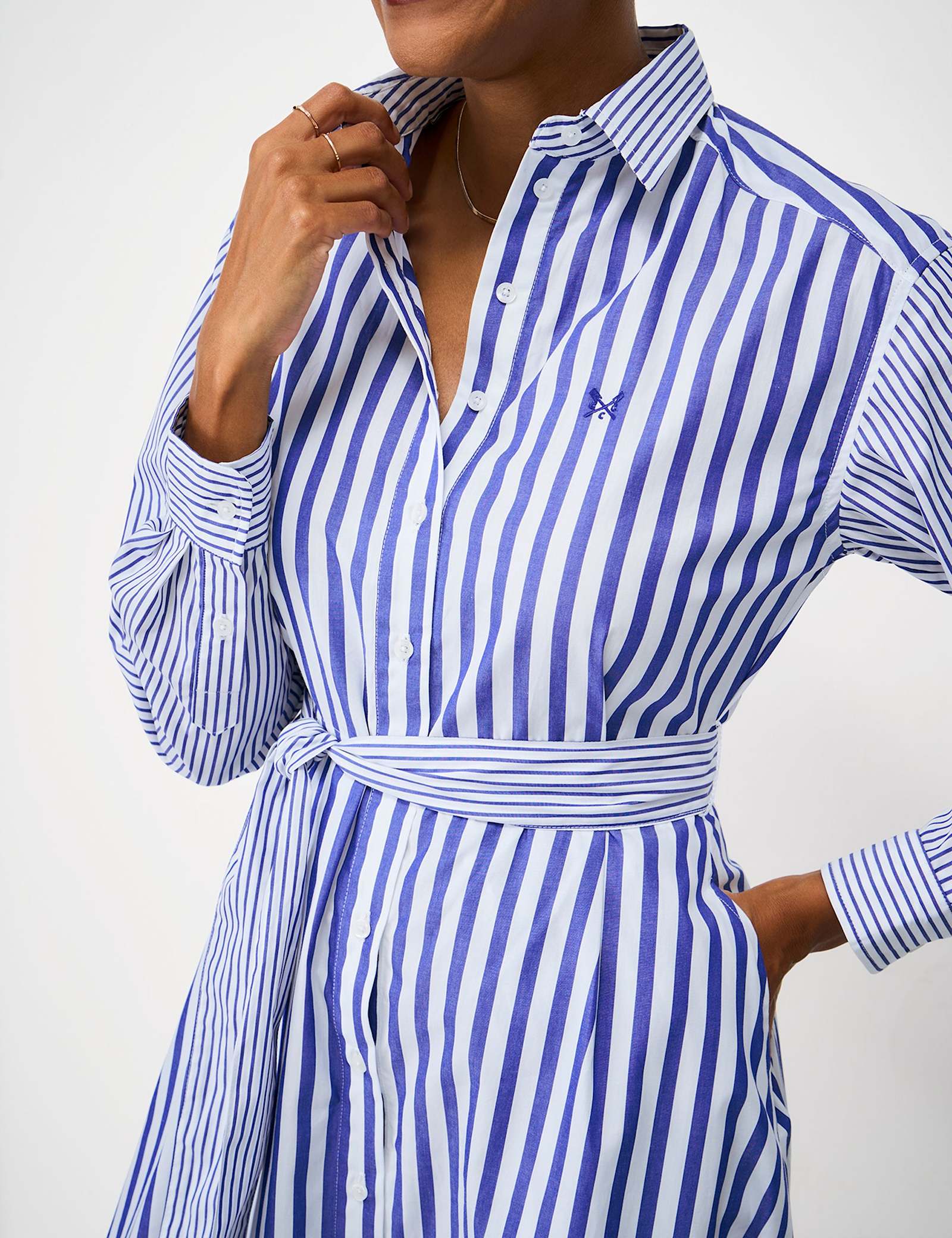 Pure Cotton Striped Long Sleeve Shirt Dress - image 3