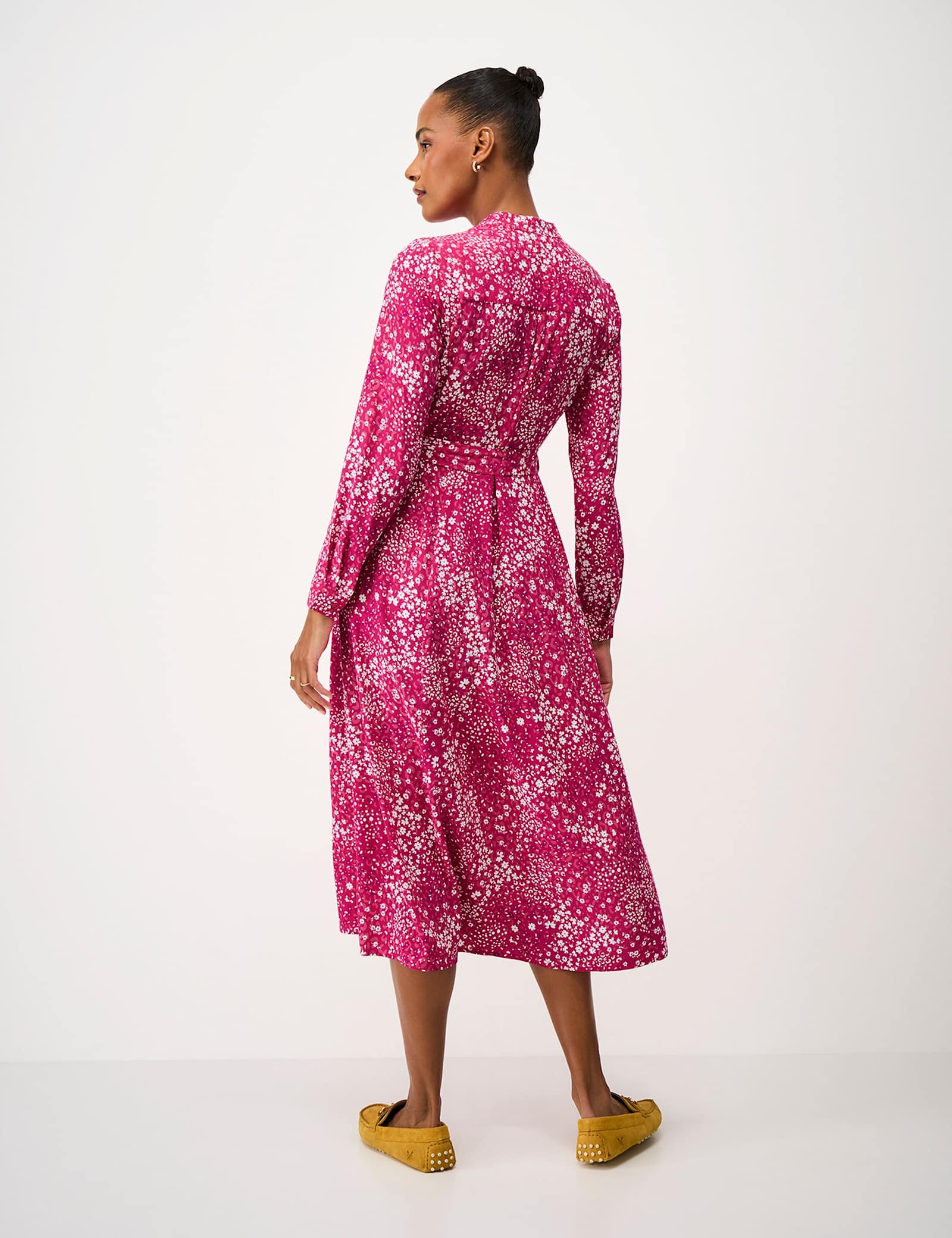 Floral Notch Neck Midi Shirt Dress - image 5