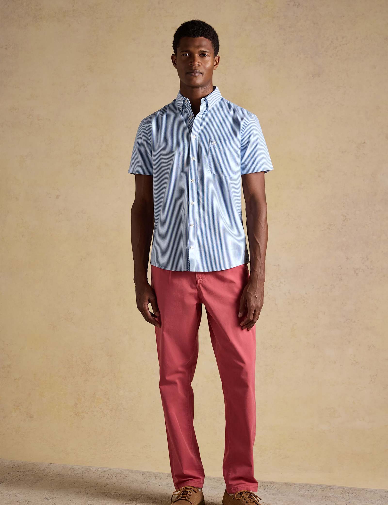 Regular Fit Striped Short Sleeve Oxford Shirt - image 2