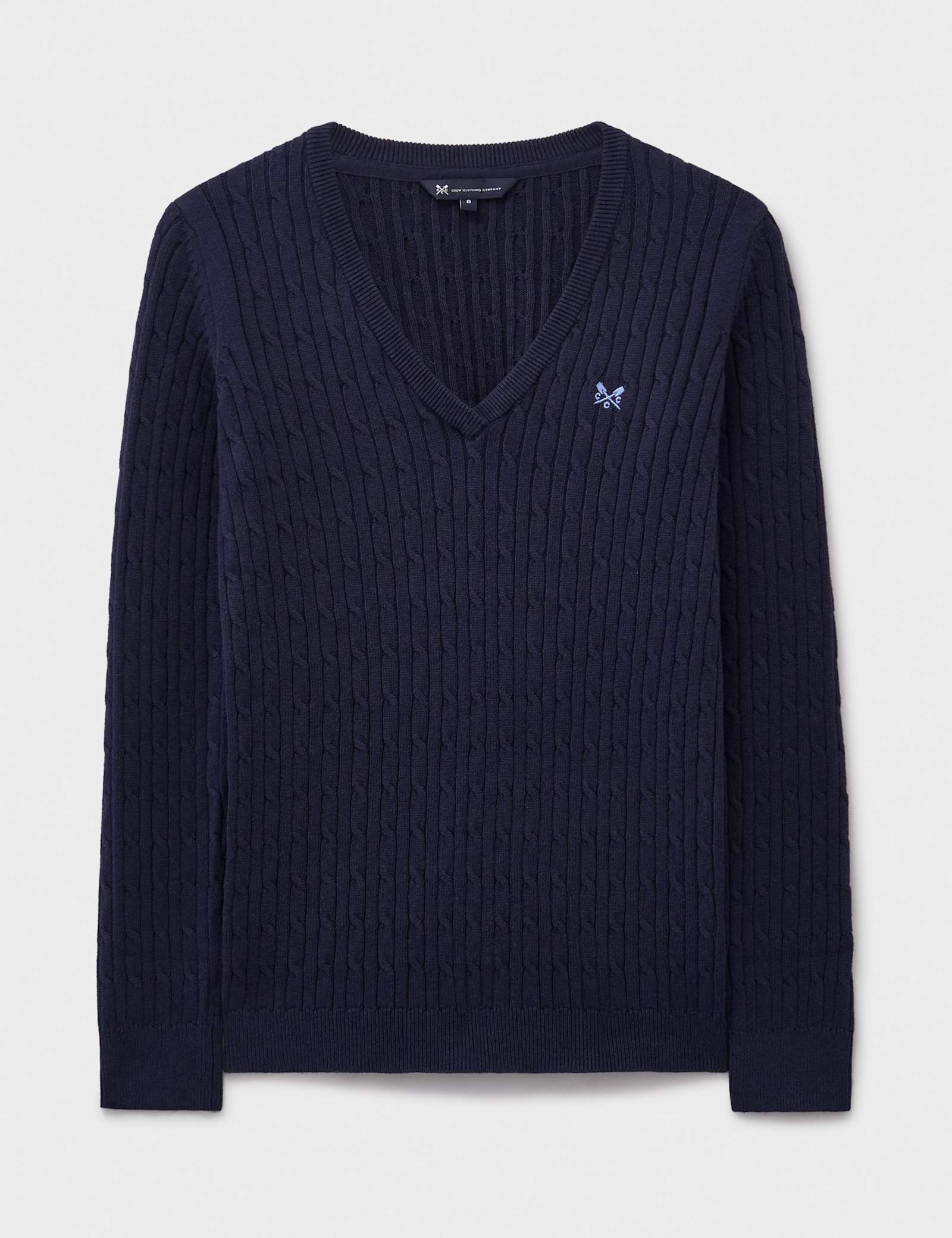 Cotton Rich Cable Knit V-Neck Jumper - image 1