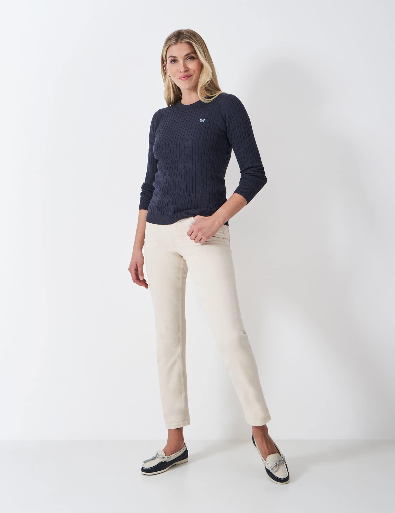 Cotton Rich Cable Knit Crew Neck Jumper - image 2