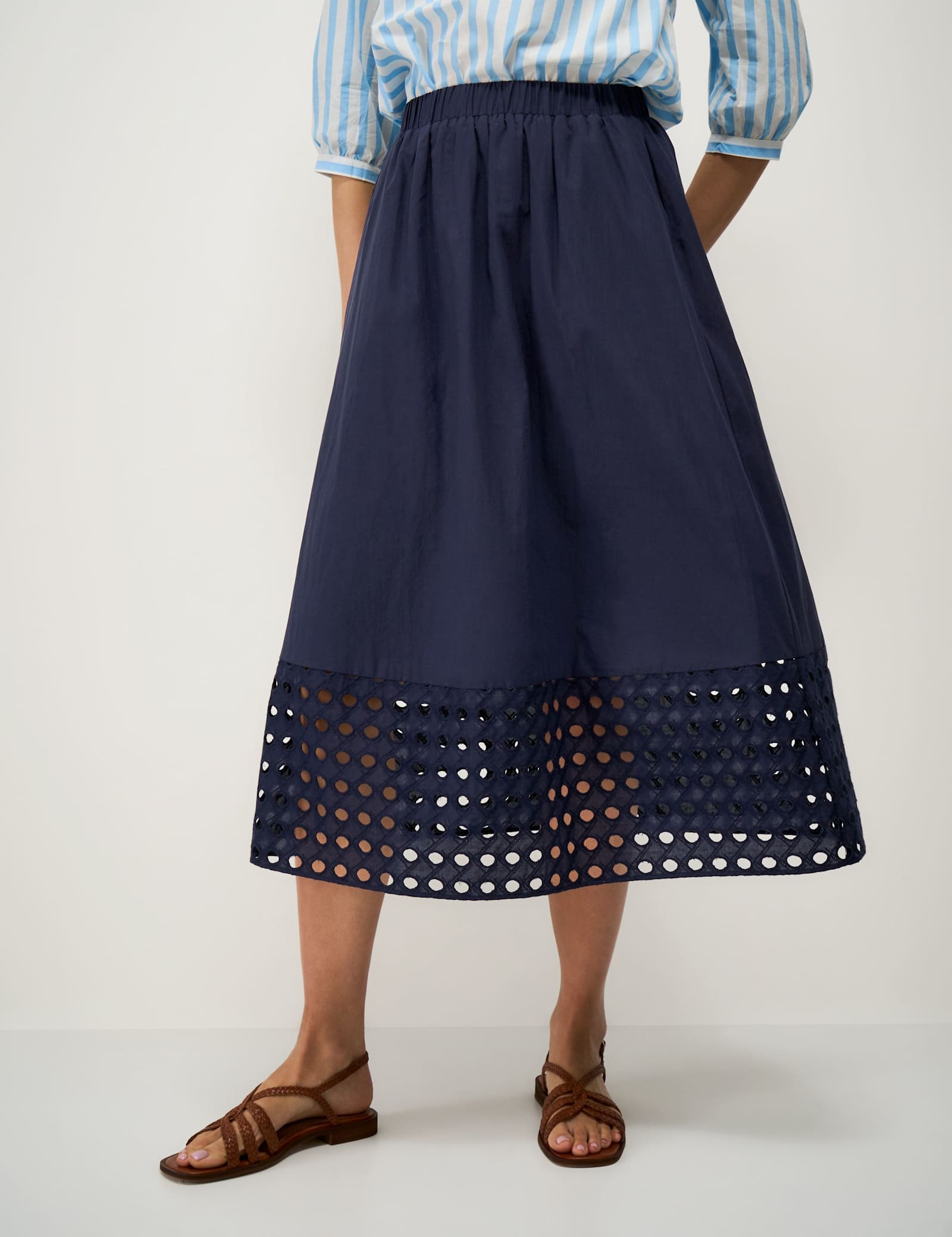 Pure Cotton Midi A-Line Skirt - image 4
