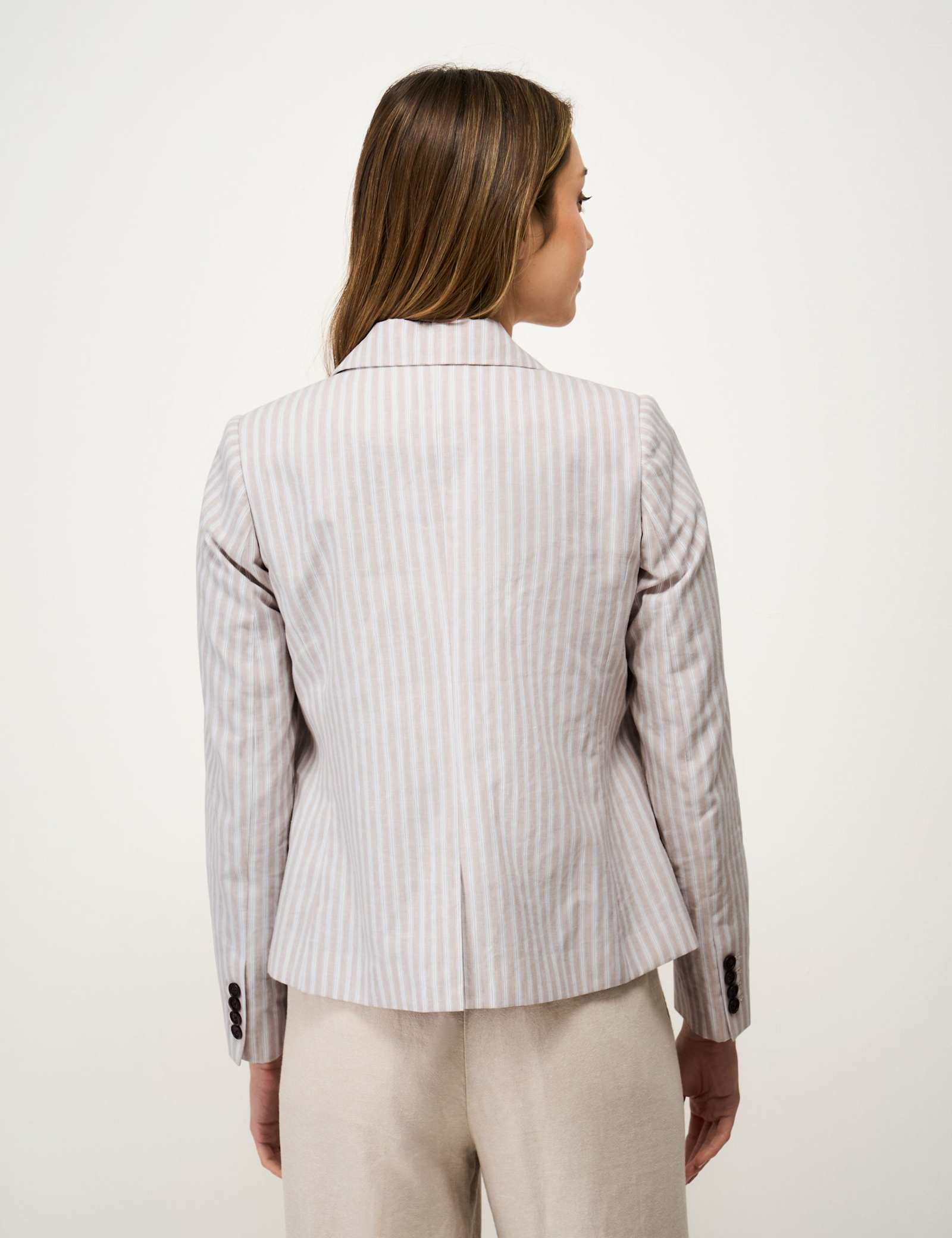 Linen Cotton Blend Tailored Striped Blazer - image 5