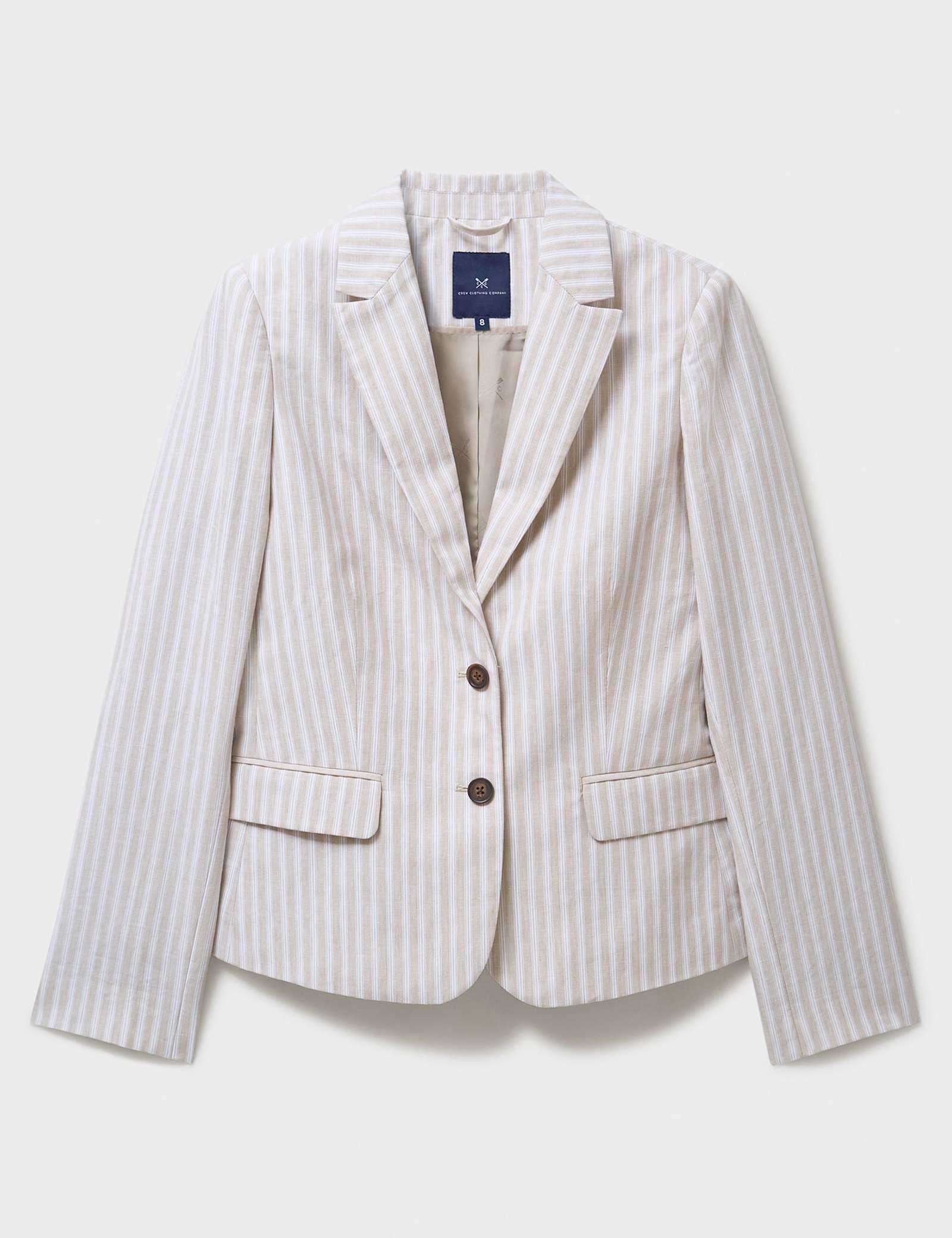 Linen Cotton Blend Tailored Striped Blazer - image 1