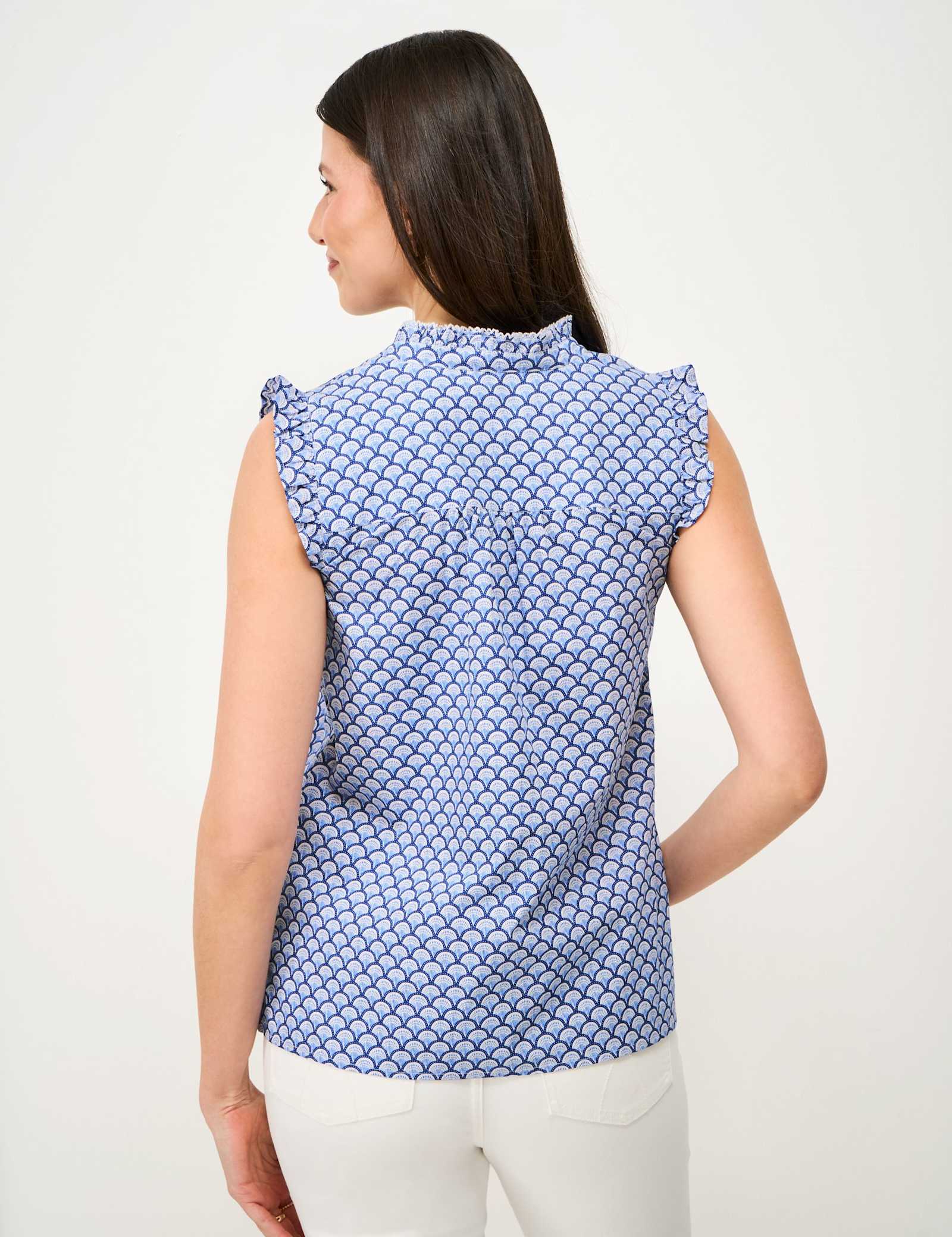 Pure Cotton Printed Frill Sleeve Blouse - image 5