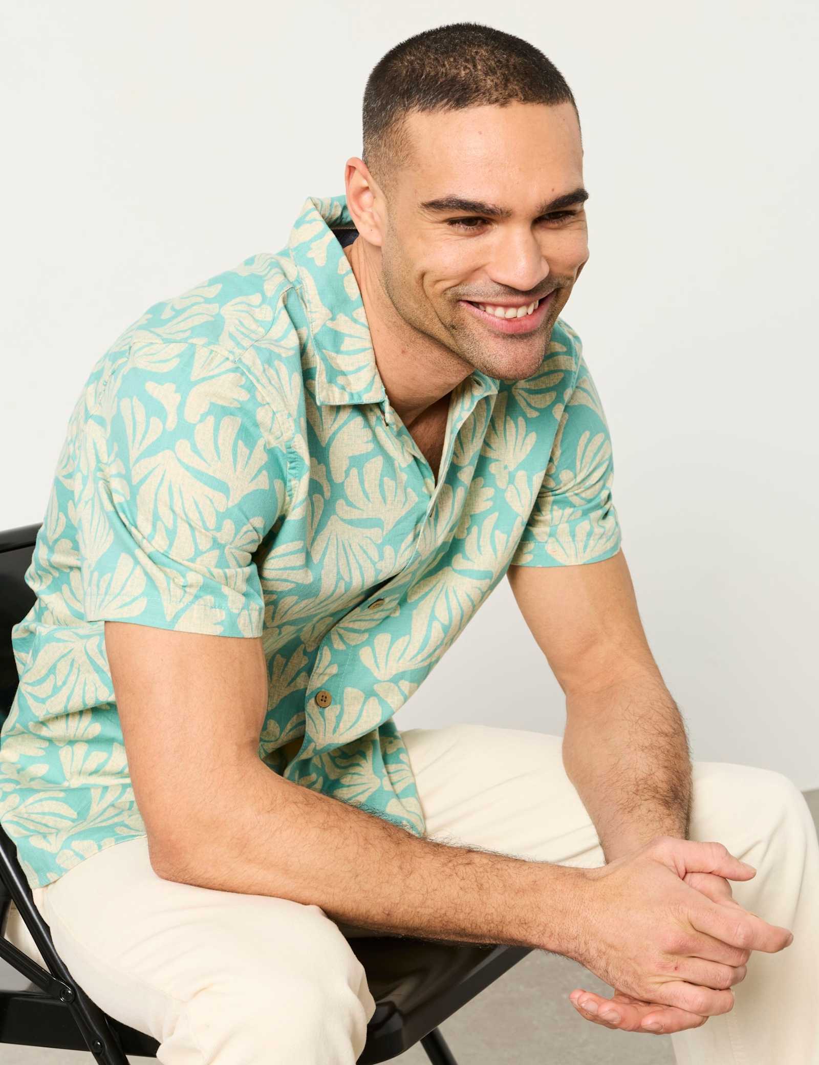 Pure Cotton Coral Print Short Sleeve Shirt - image 3