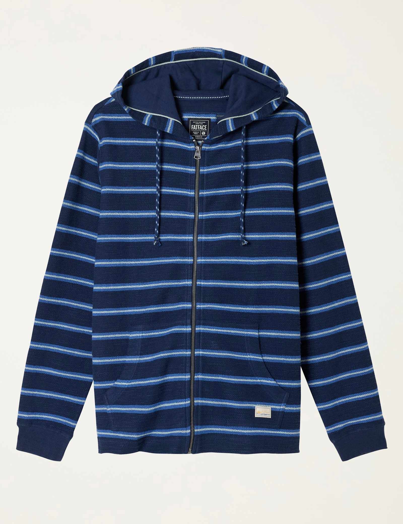 Pure Cotton Textured Stripe Zip Up Hoodie - image 1