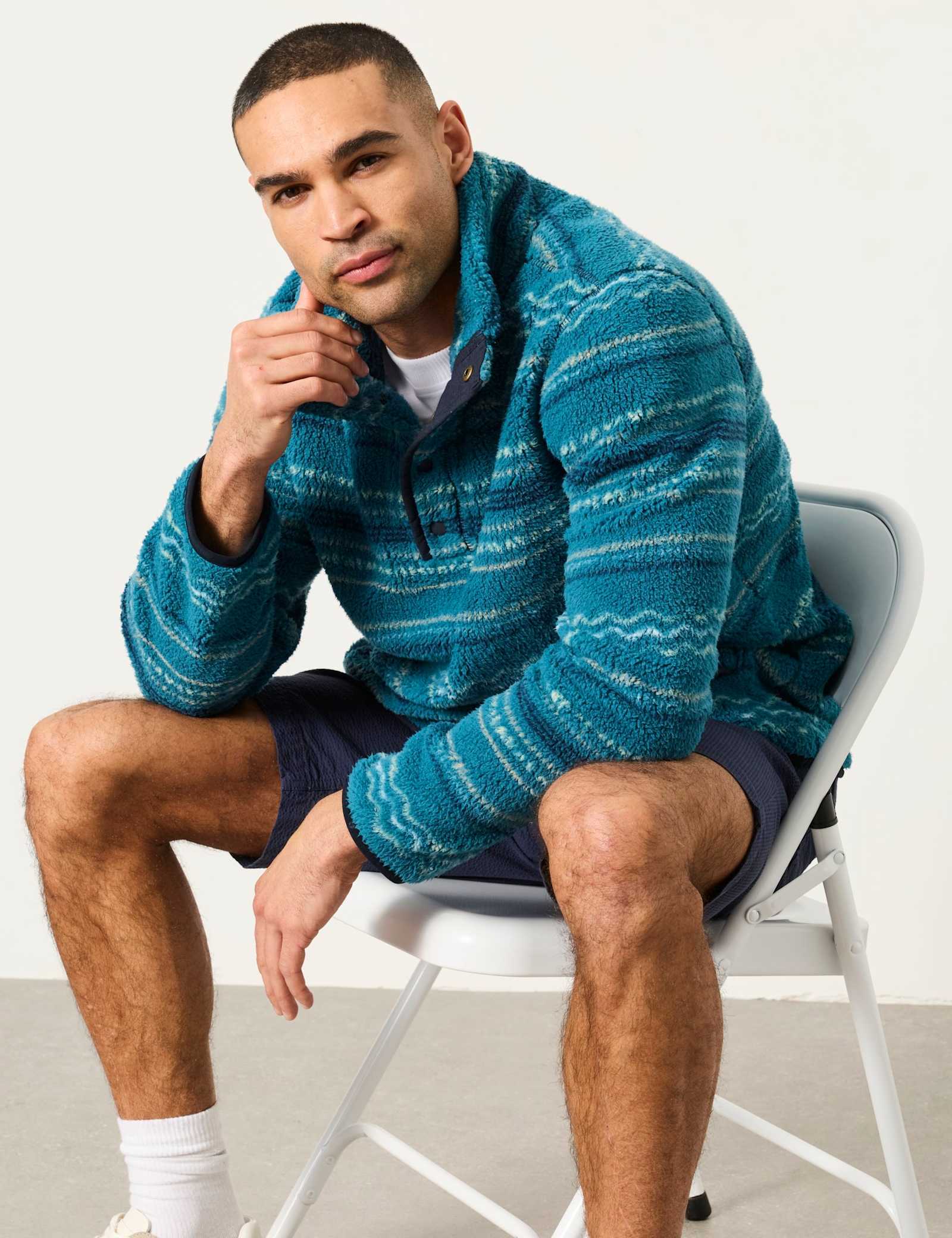 Fleece Striped Funnel Neck Sweatshirt - image 3