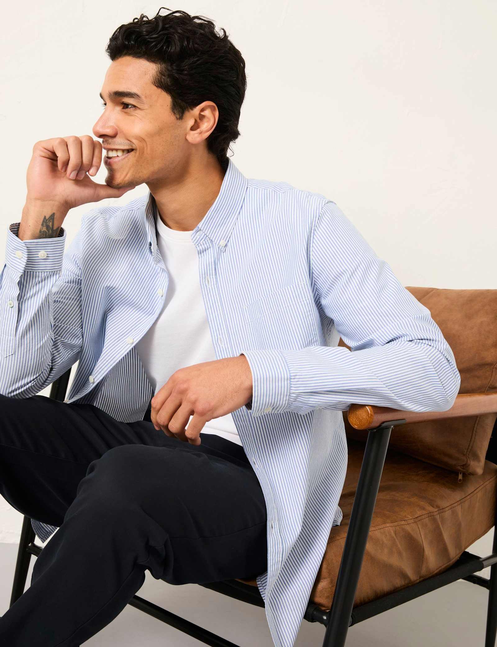 Regular Fit Pure Cotton Striped Oxford Shirt - image 4