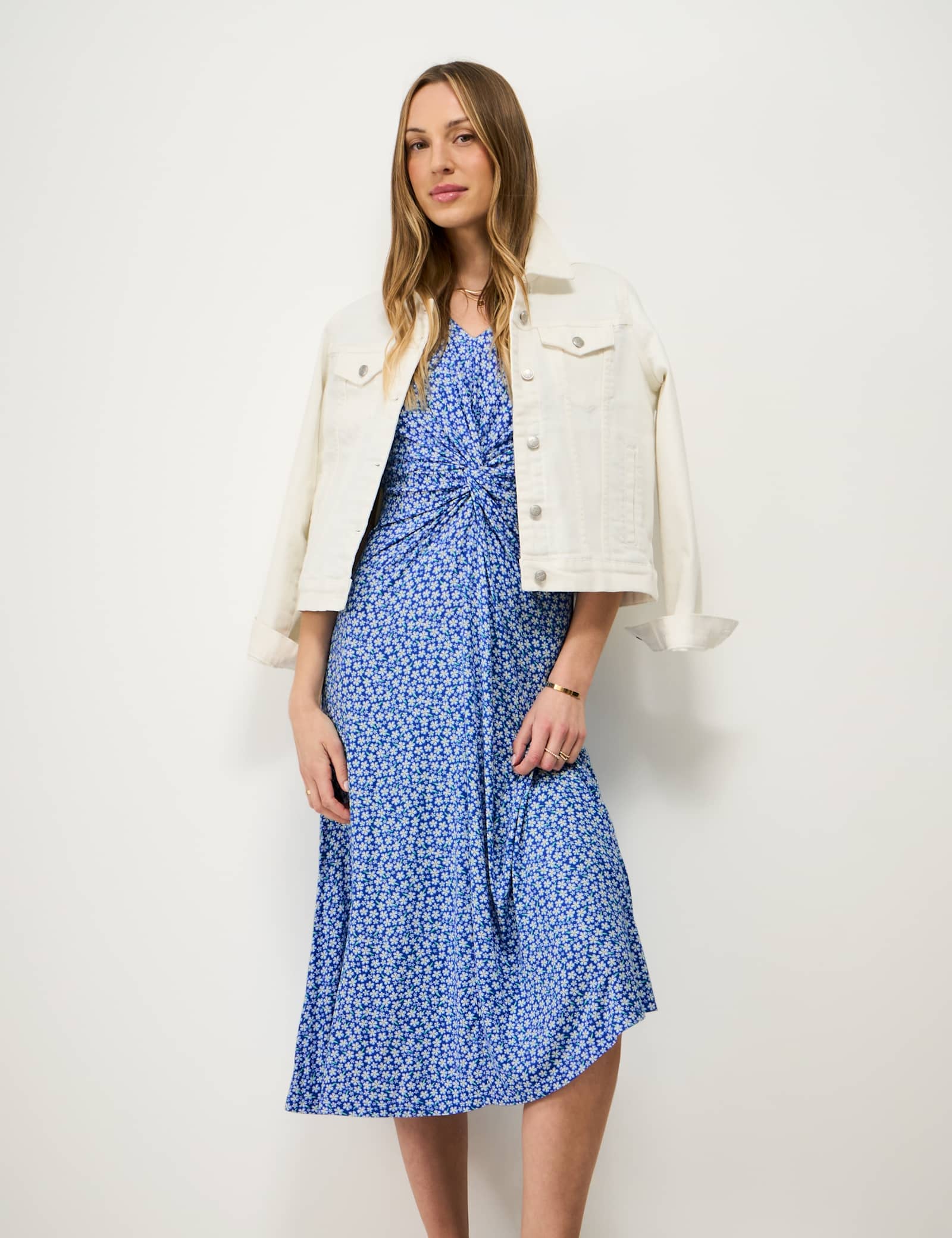 Jersey Floral Ruched Midi Dress - image 3