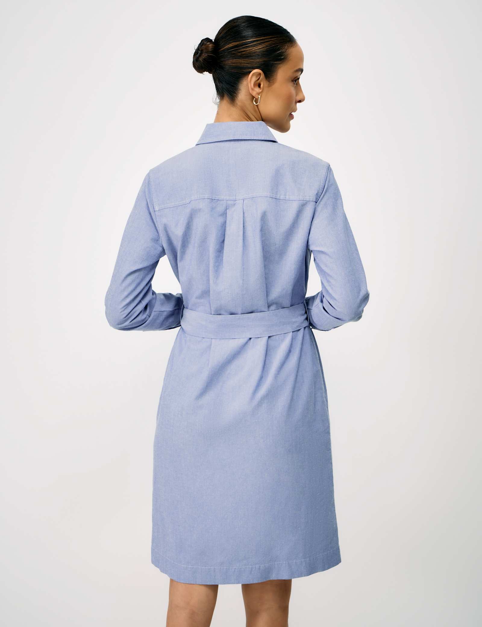 Belted Mini Shirt Dress with Linen - image 5