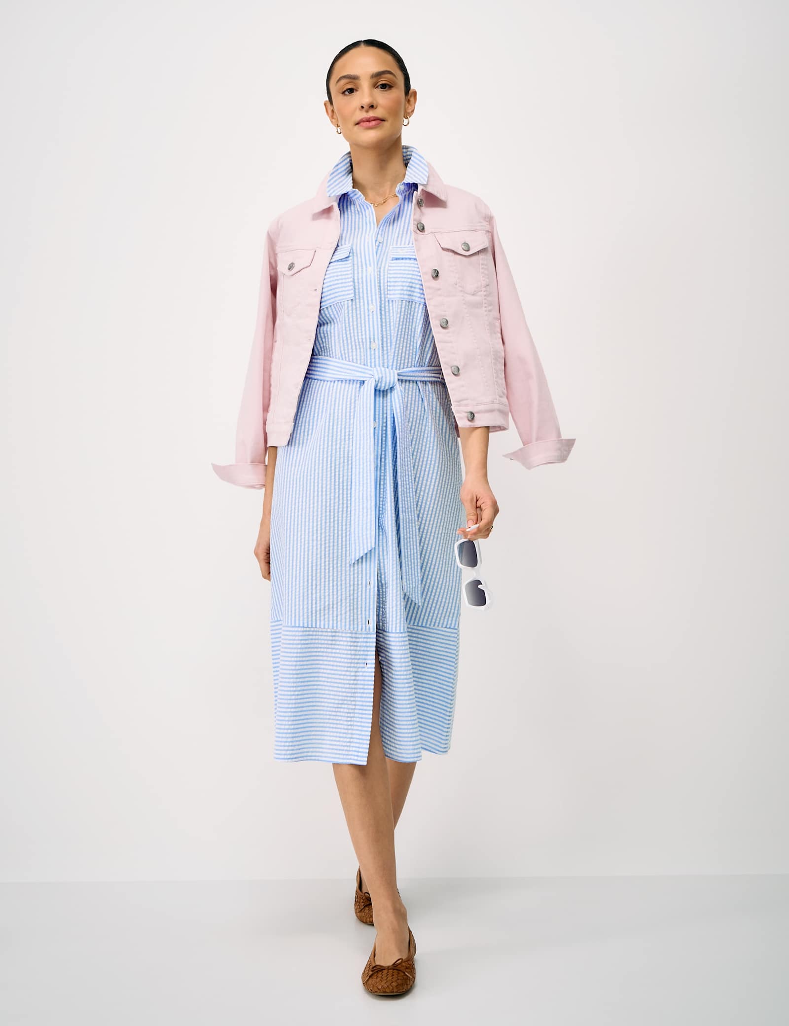 Pure Cotton Striped Midi Shirt Dress - image 2