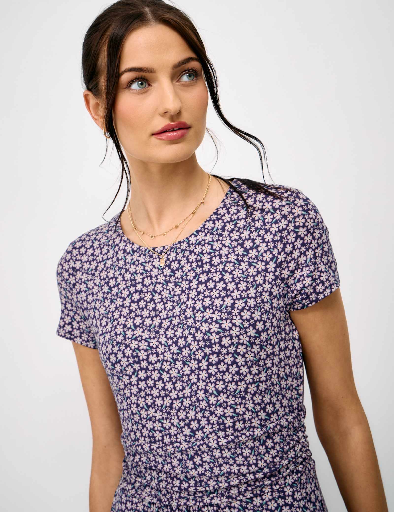 Jersey Floral Ruched Midi Skater Dress - image 4