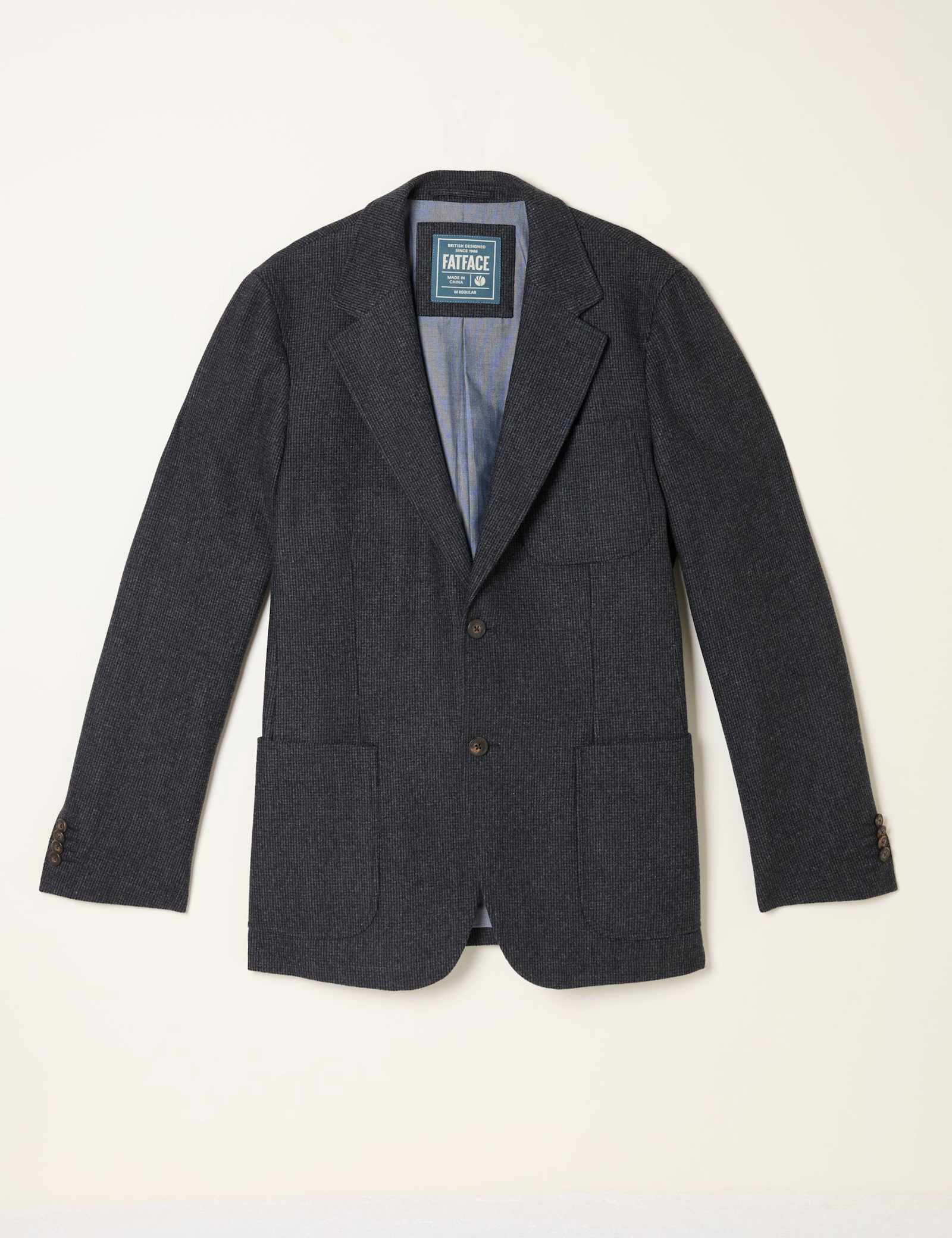 Regular Fit Wool Blend Houndstooth Blazer - image 1