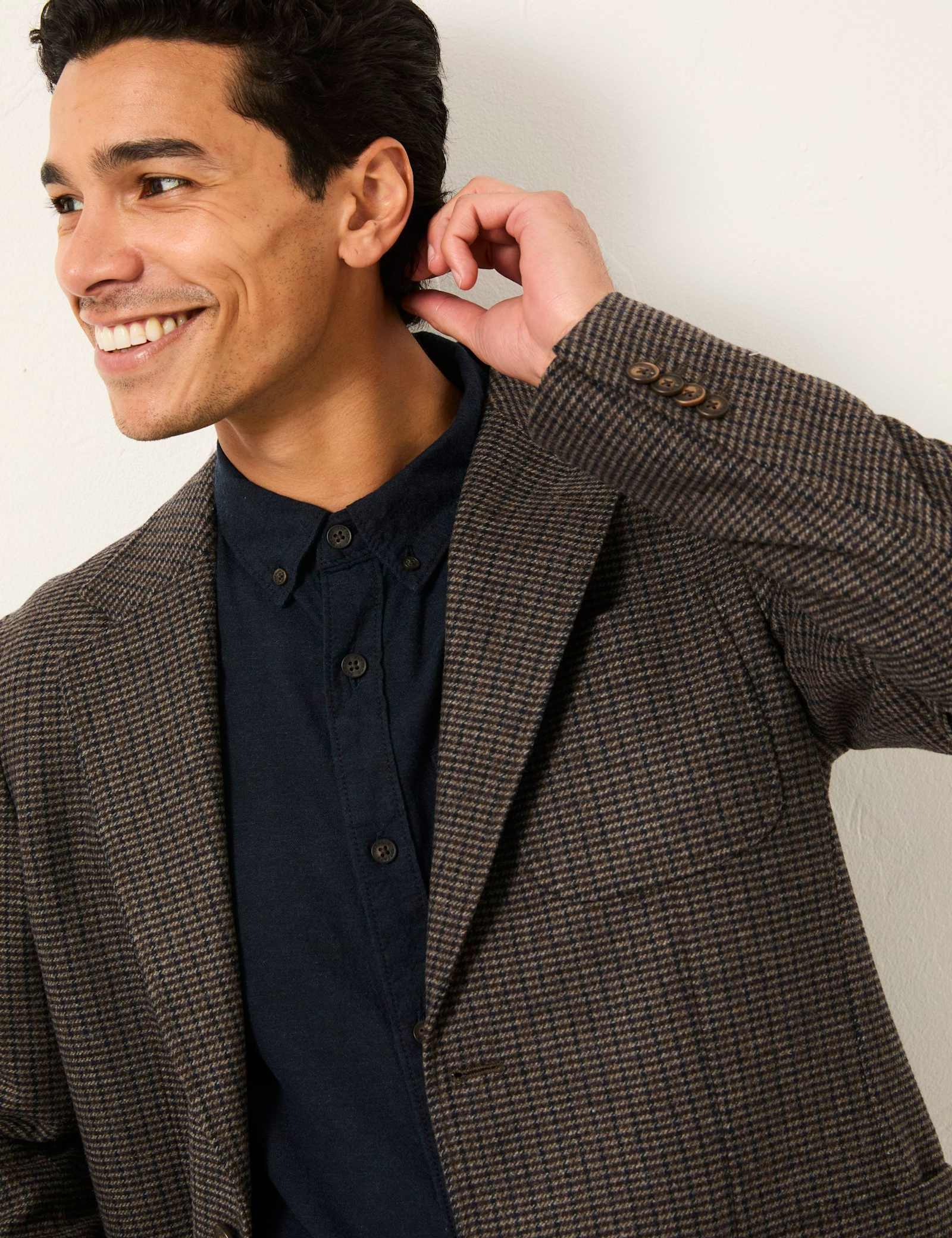 Wool Blend Check Blazer - image 3