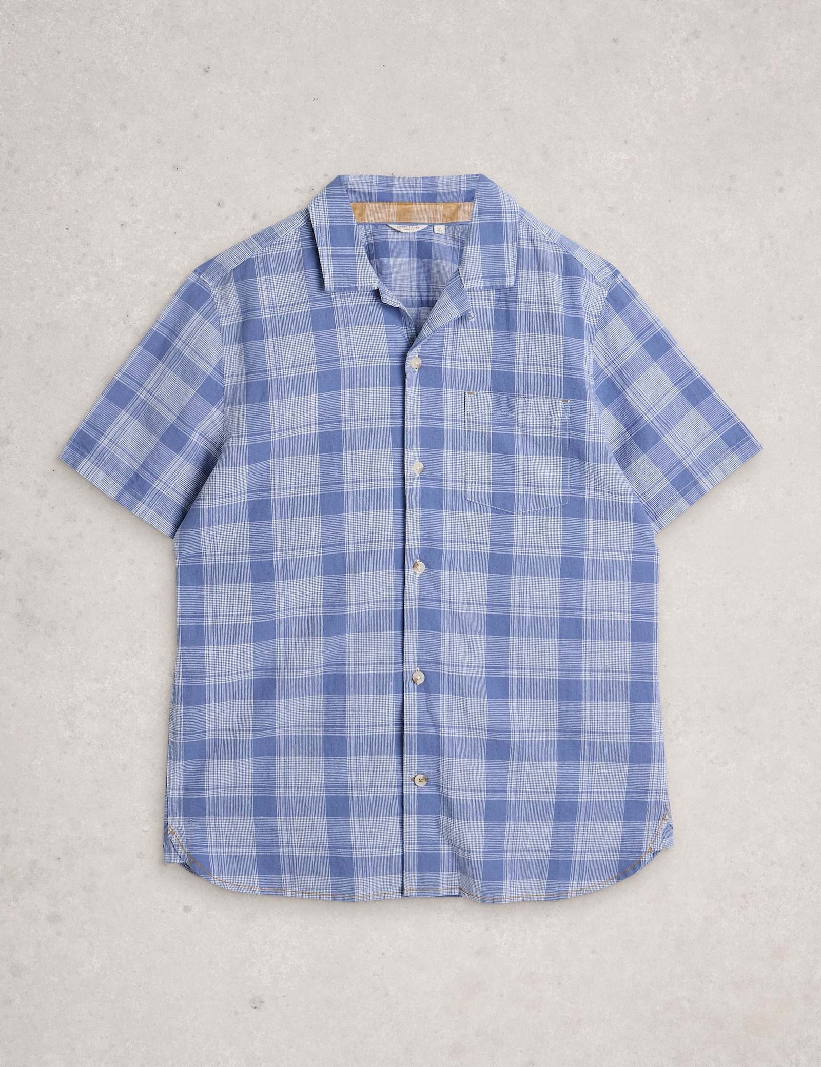 Linen Cotton Blend Check Short Sleeve Shirt - image 2