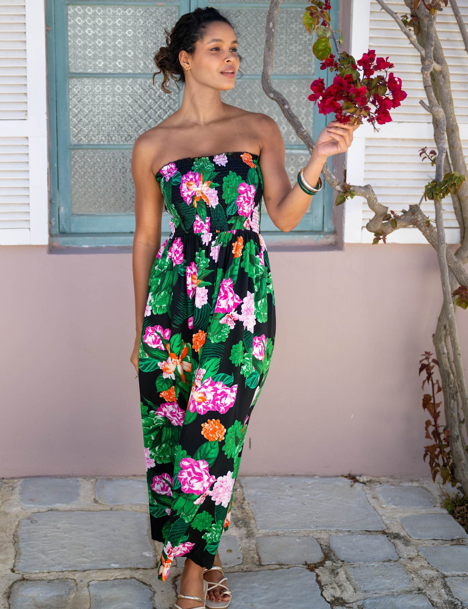 Emma Strapless Shirred Maxi Beach Dress - image 4