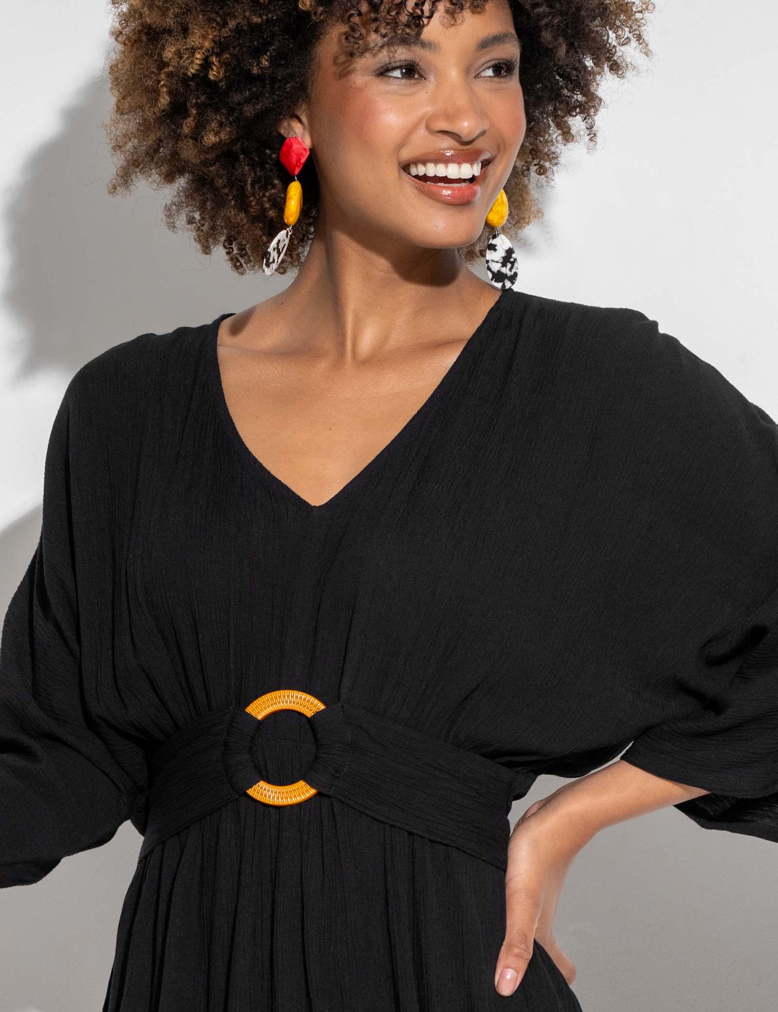 Crinkle O Ring Short Beach Kaftan - image 4