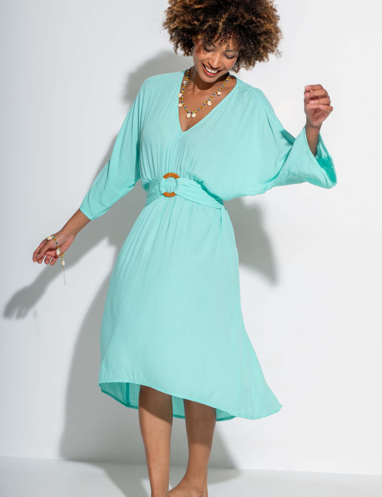 Crinkle O Ring Midi Beach Dress - image 4