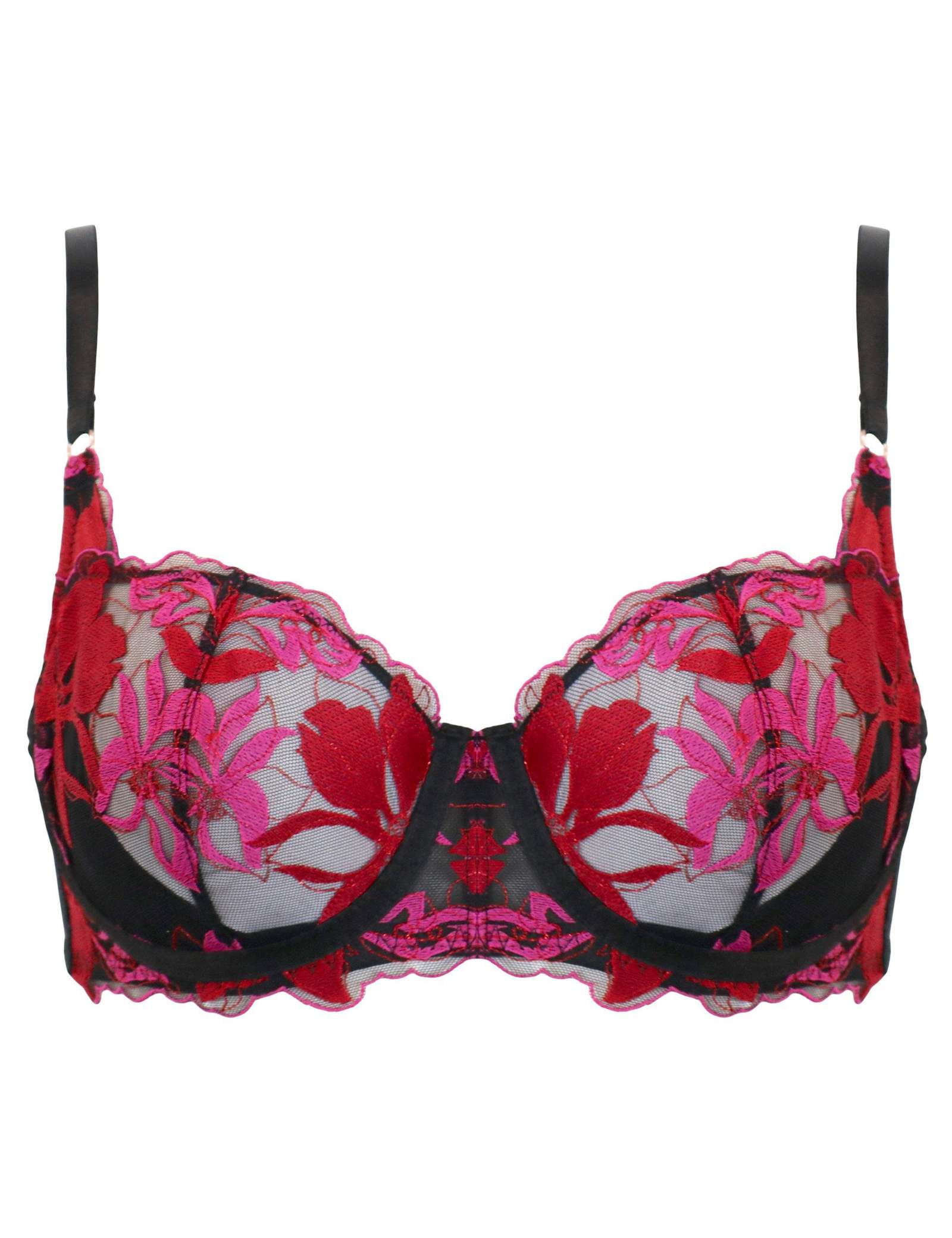 Mesh Embroidered Wired Full Cup Bra - image 1