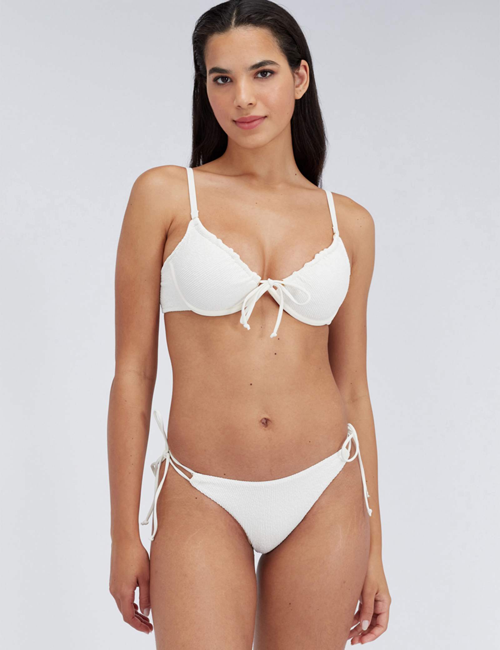 Ibiza Textured Wired Tie Detail Bikini Top - image 4