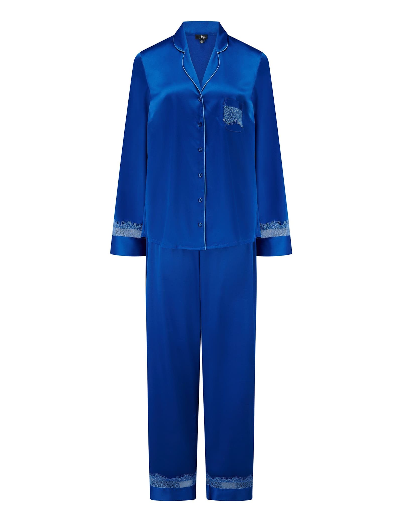 Dusk Satin and Lace Revere Collar Pyjama Set - image 1