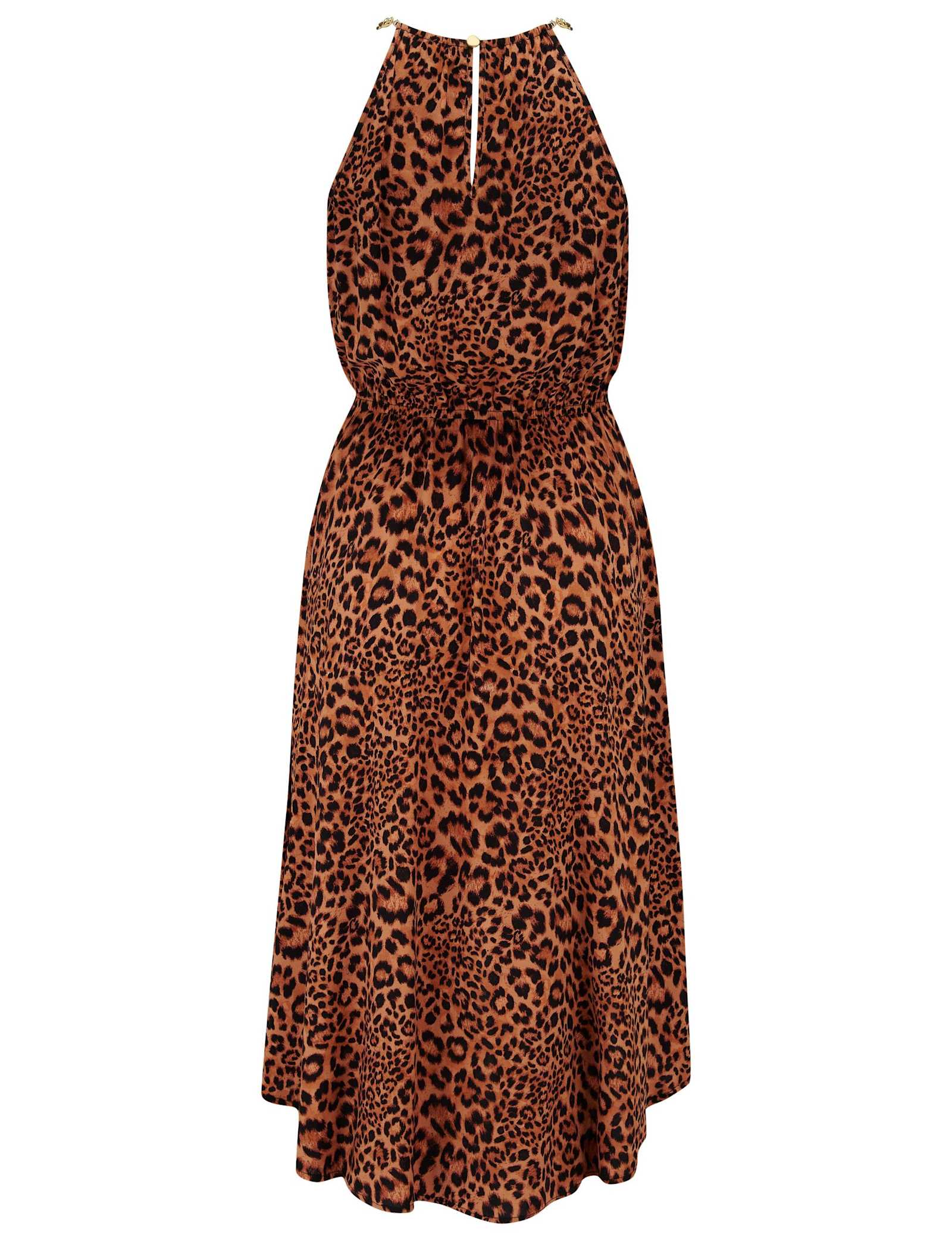 Amber Gold Chain High Neck Woven Beach Dress - image 3