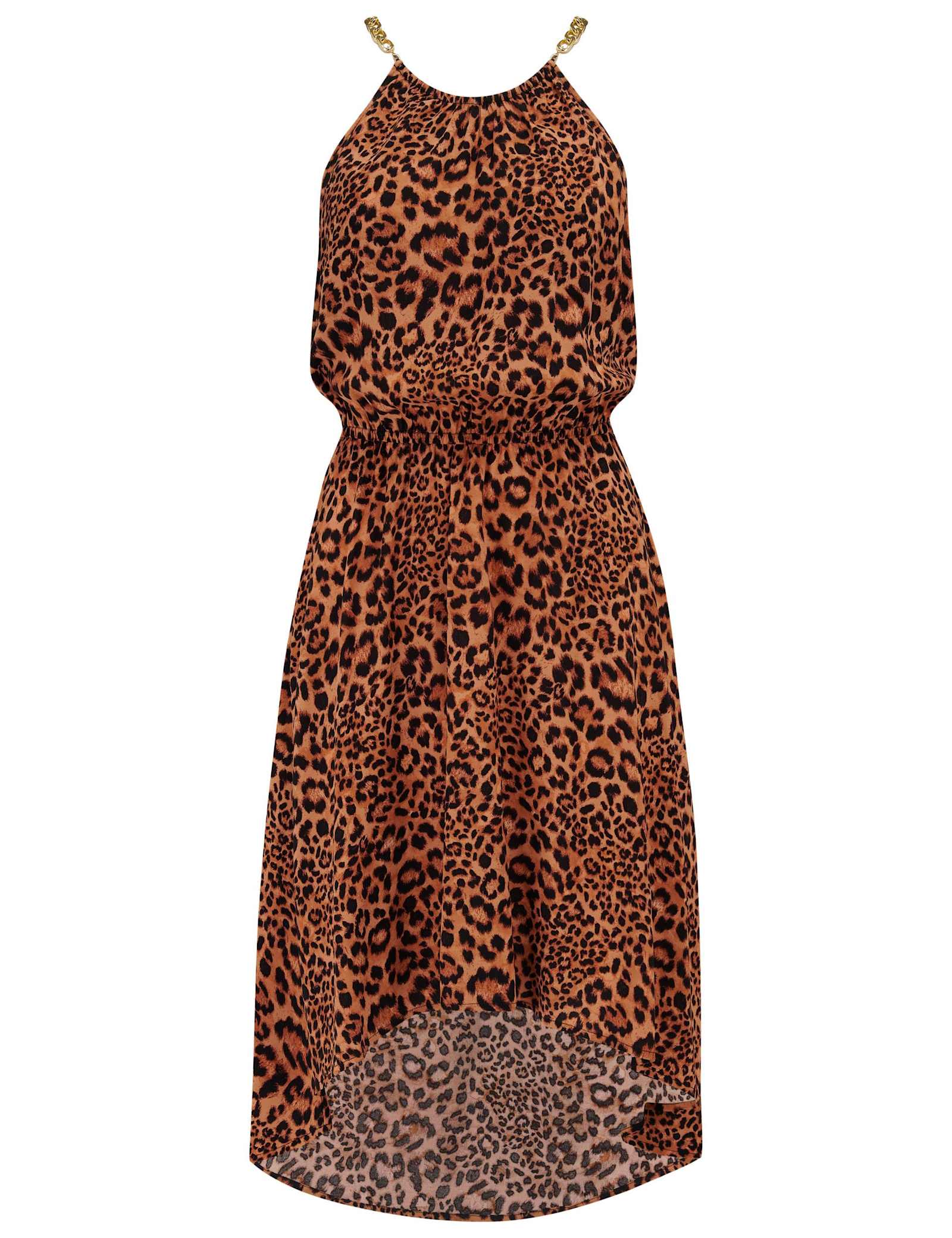 Amber Gold Chain High Neck Woven Beach Dress - image 1