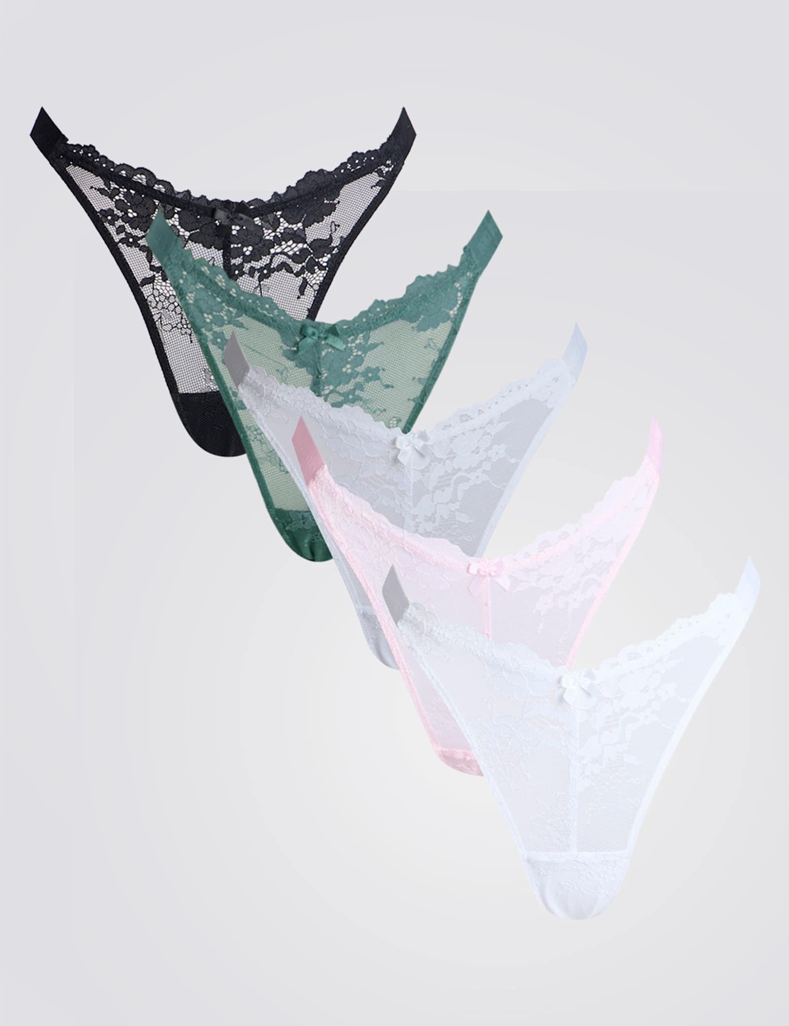 5pk Fran Lace High Leg Thongs - image 3