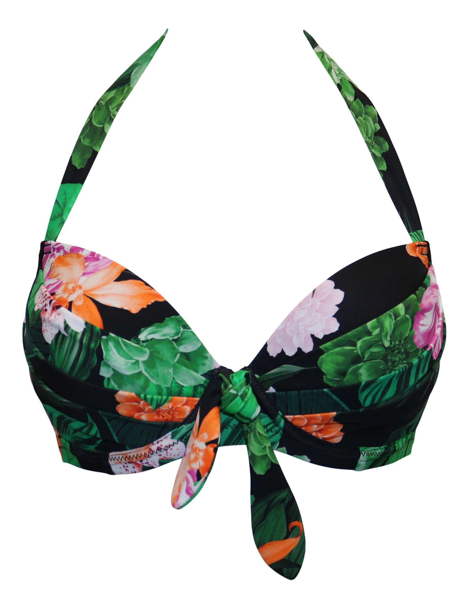 Palermo Floral Wired Tie Detail Plunge Bikini Top (B-G) - image 1