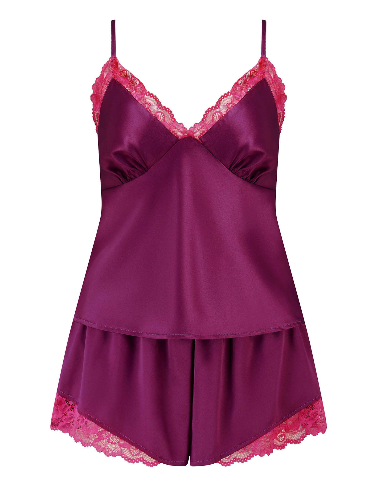 Dusk Satin Lace Trim Cami Shortie Set - image 3
