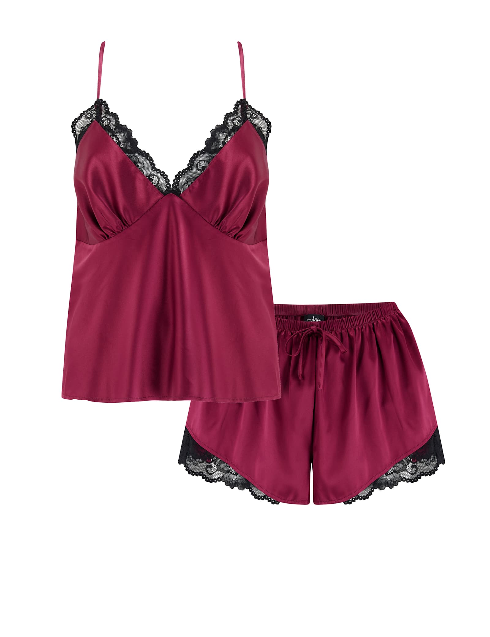 Dusk Satin Lace Trim Cami Shortie Set - image 1