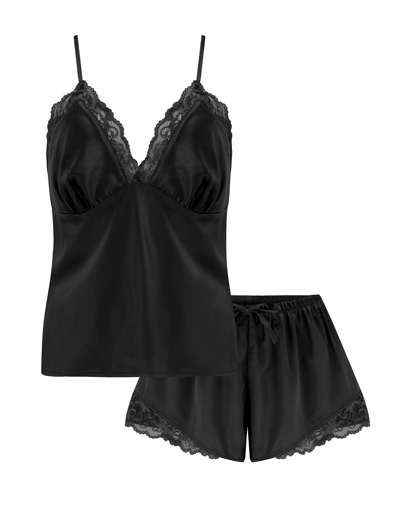 Dusk Satin Lace Trim Cami Shortie Set - image 2