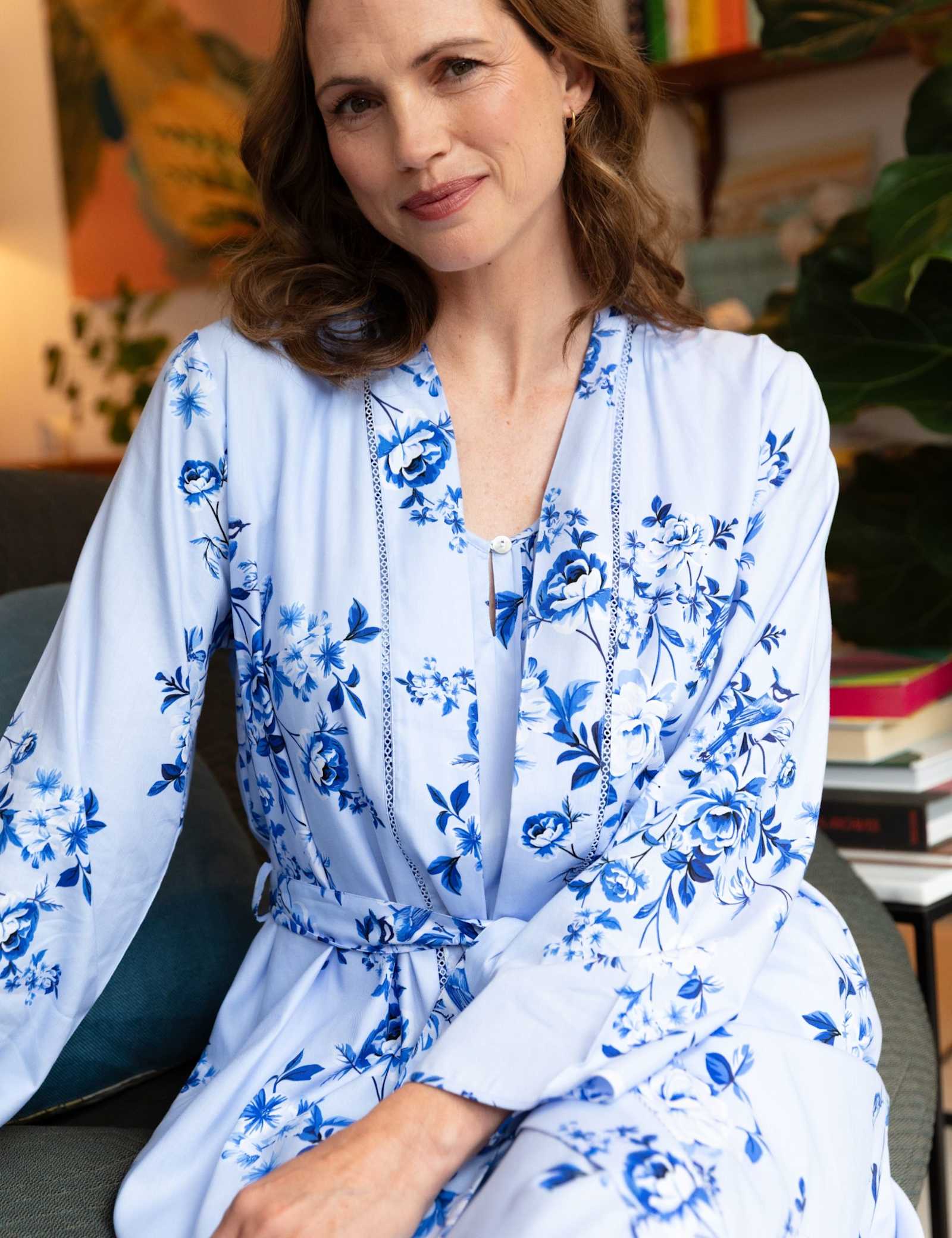 Cotton Modal Floral Print Dressing Gown - image 2