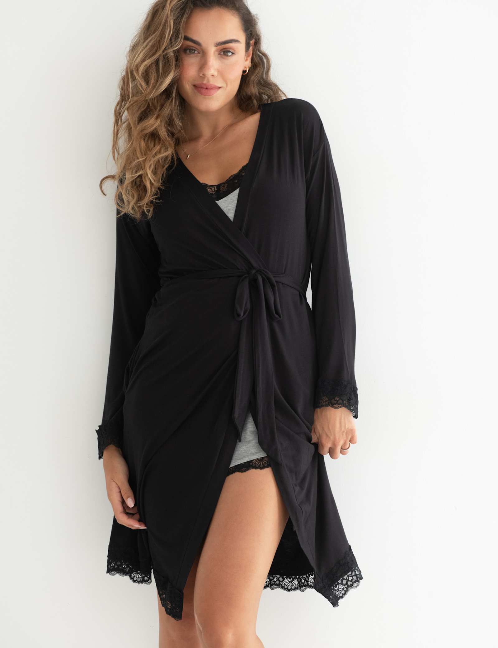 Sofa Loves Lace Jersey Wrap Dressing Gown - image 2