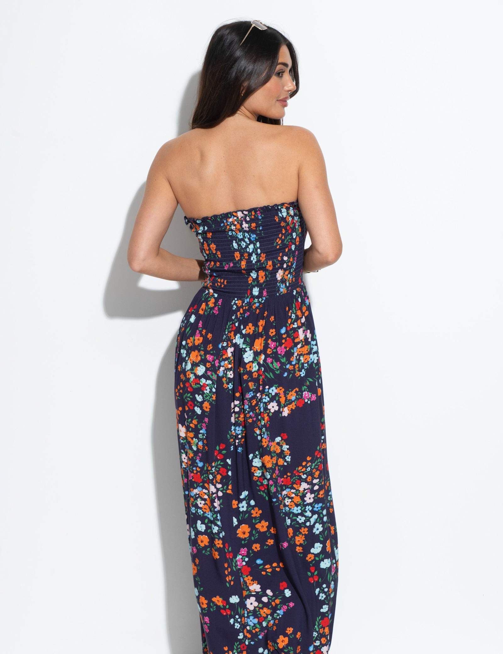 Emma Floral Shirred Strappy Maxi Beach Dress - image 5