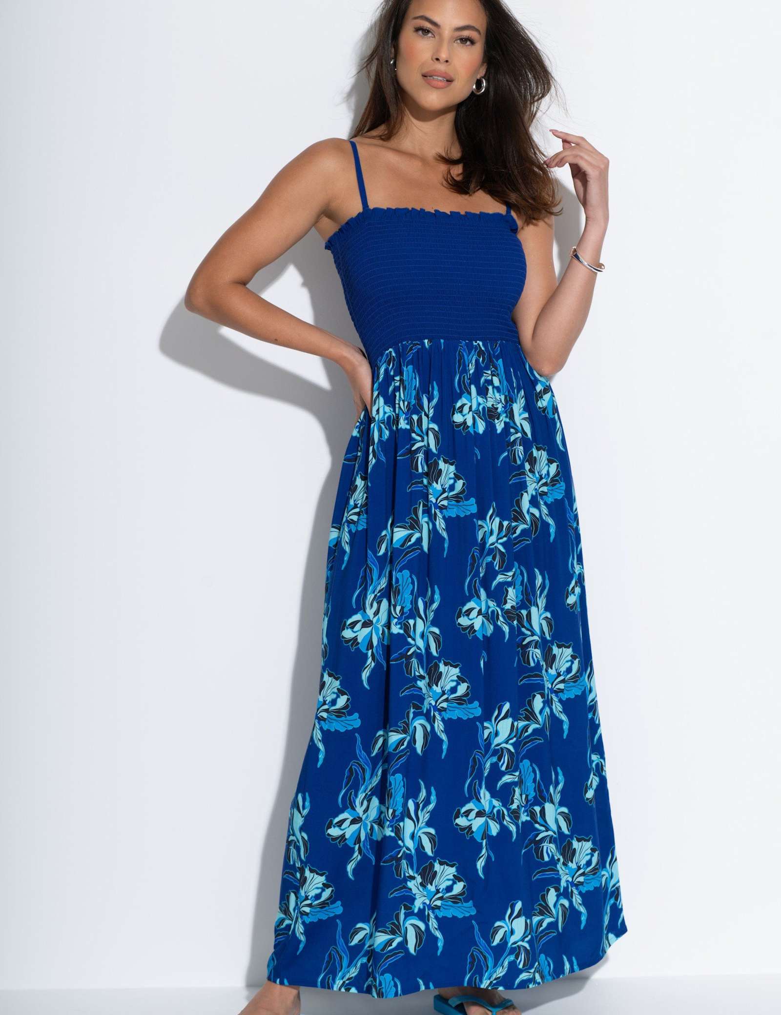 Emma Strapless Shirred Maxi Beach Dress - image 4