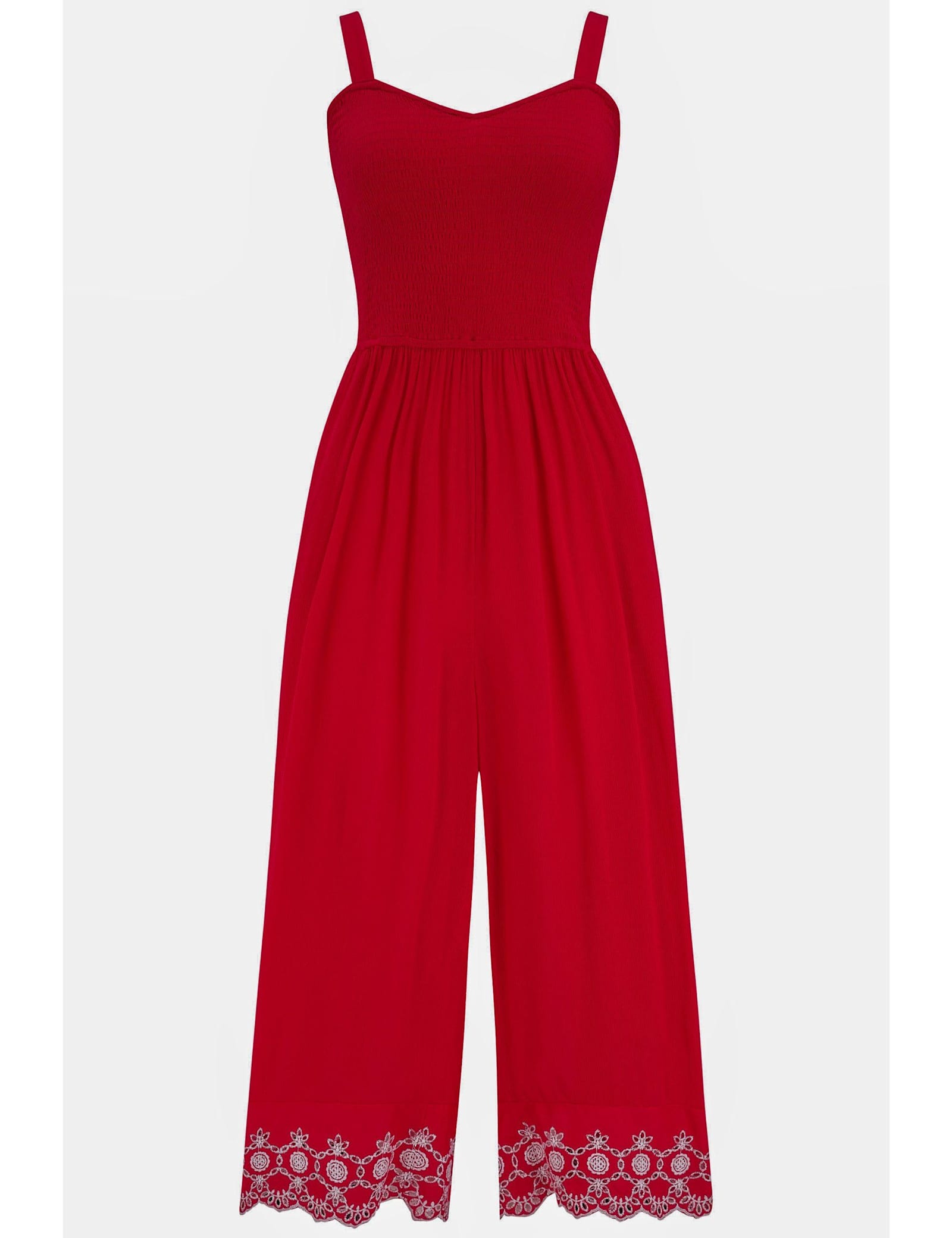 Lauren Embroidered Shirred Jumpsuit - image 1