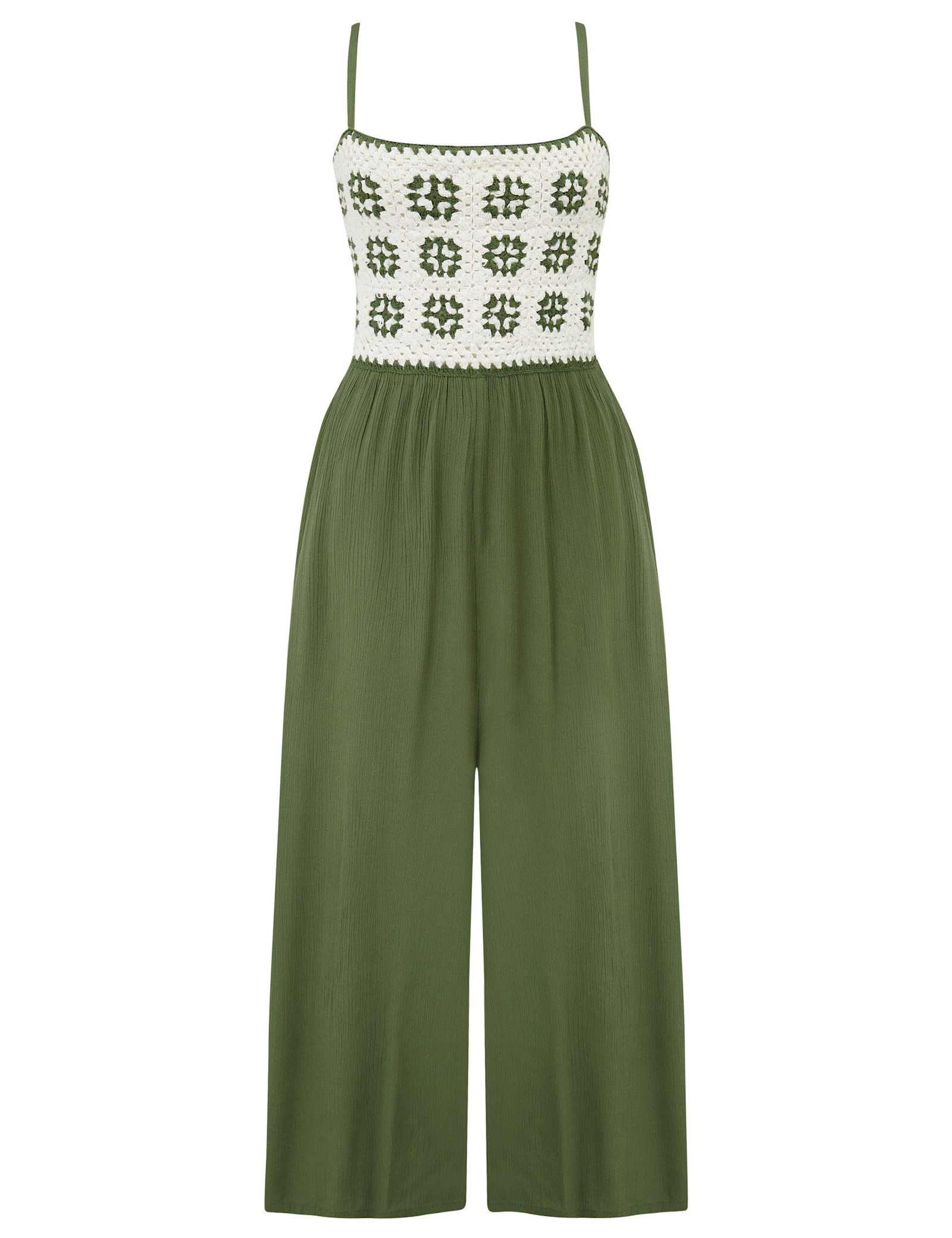 Crochet Bodice Cropped Leg Jumpsuit - image 1