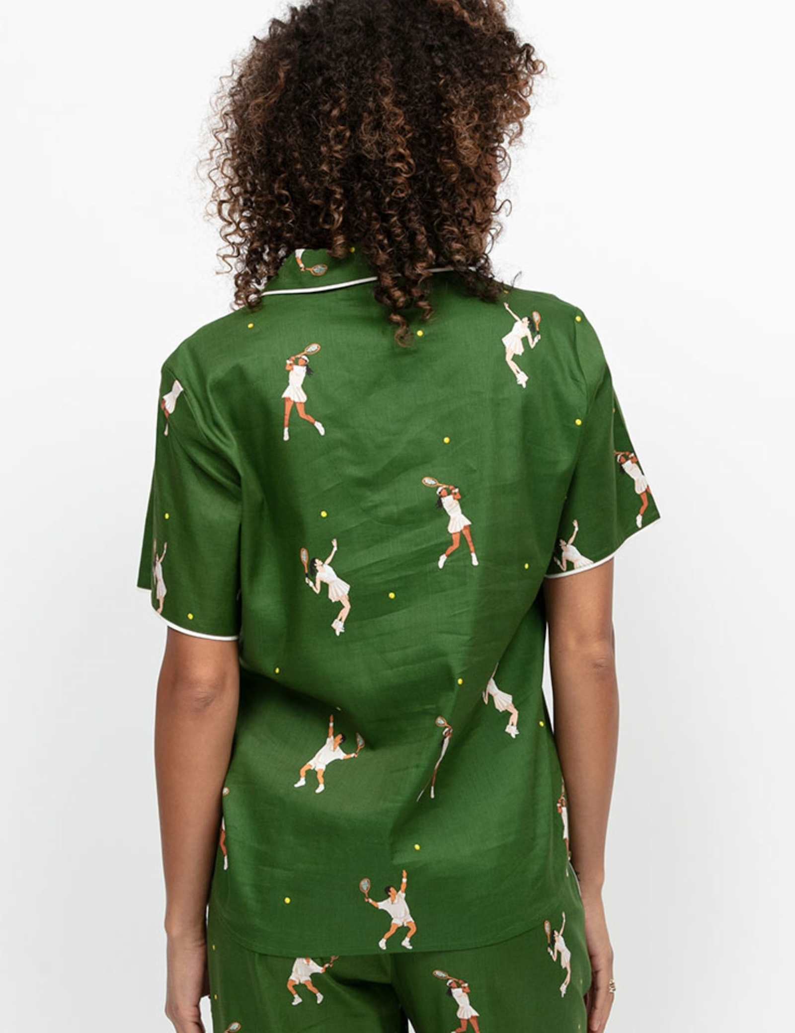 Cotton Modal Tennis Print Pyjama Top - image 3