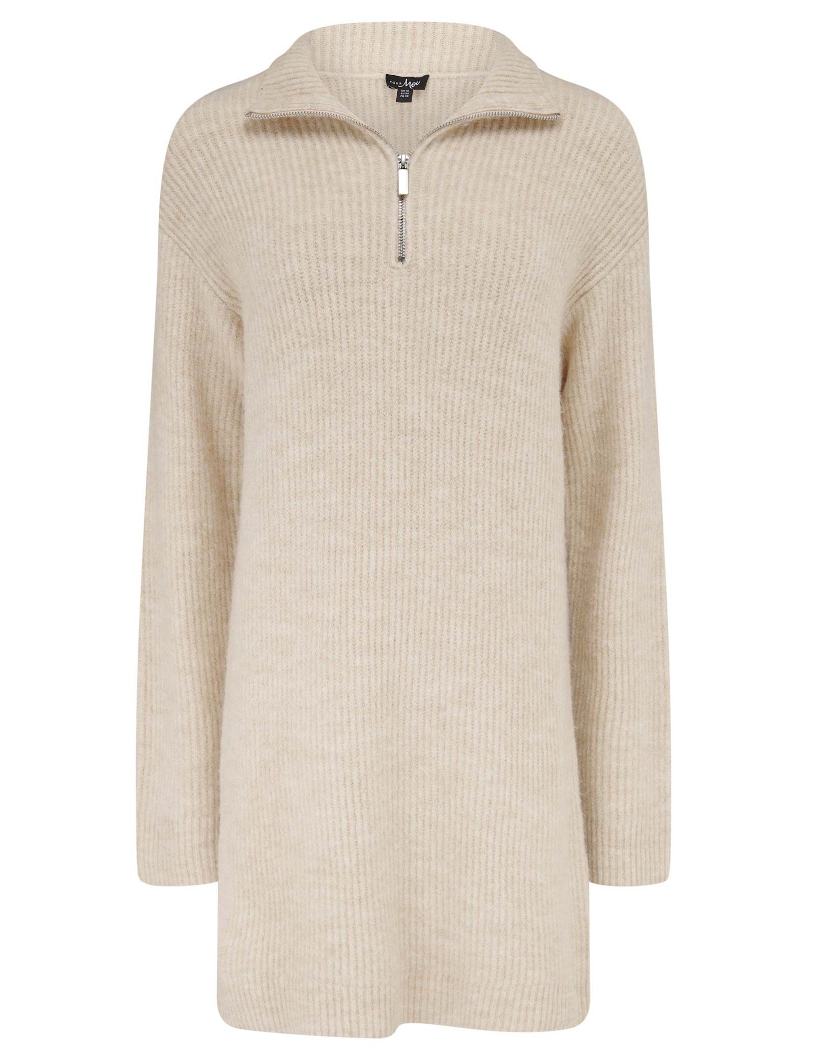 Cosy Ribbed Half-Zip Mini Knitted Dress - image 2