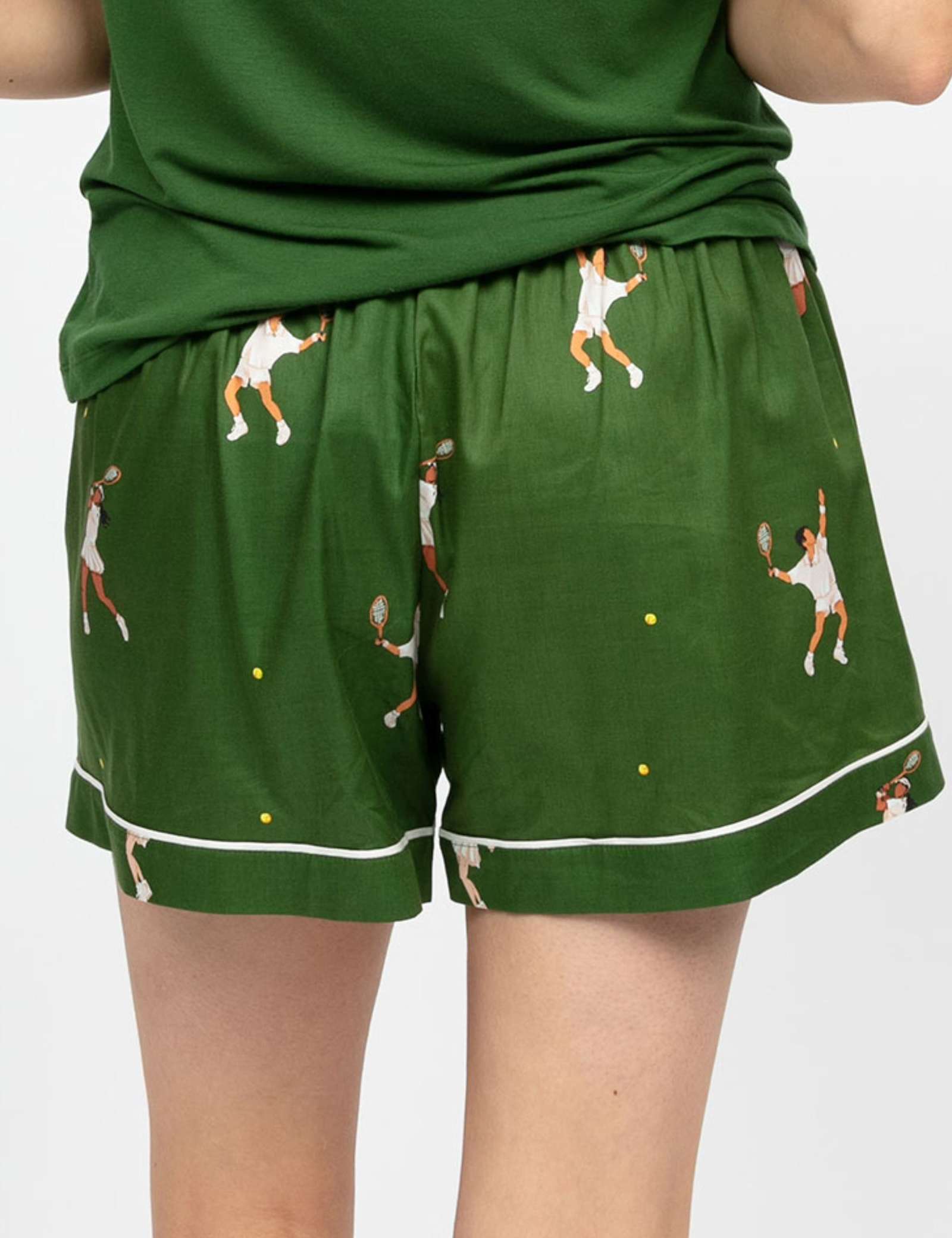 Cotton Modal Tennis Print Pyjama Shorts - image 3