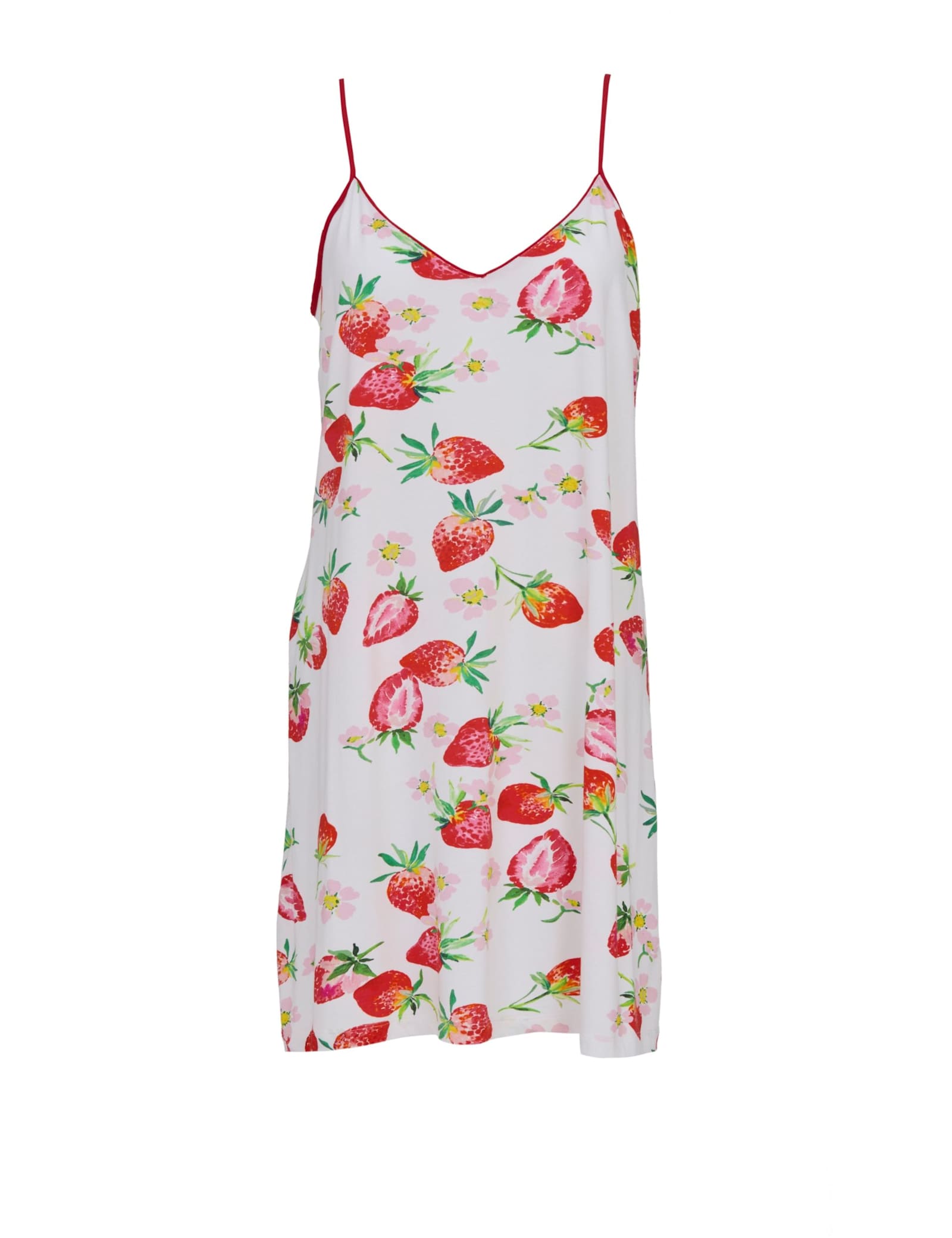Cotton Blend Strawberry Strappy Short Nightdress - image 1