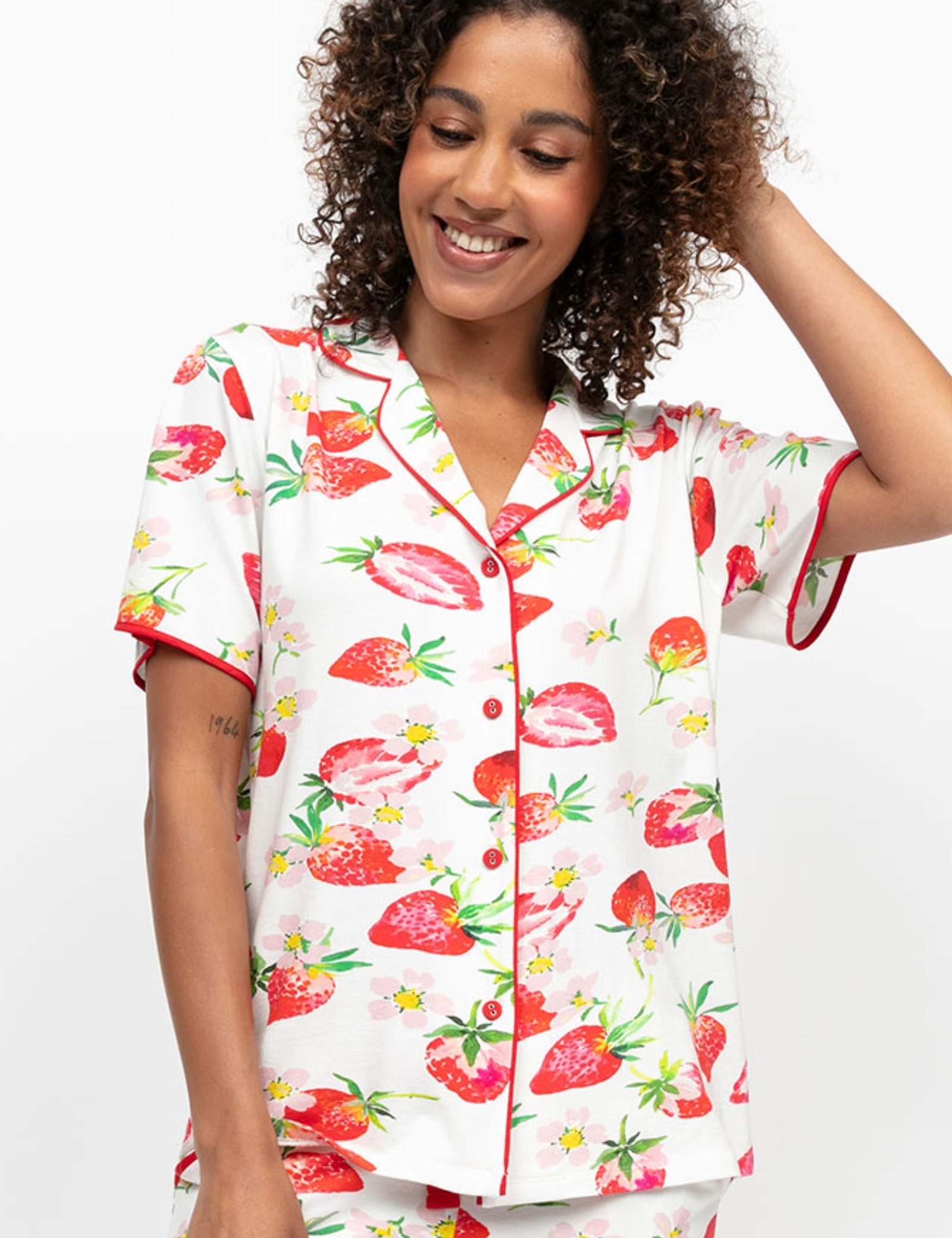 Cotton Modal Strawberry Pyjama Top - image 4