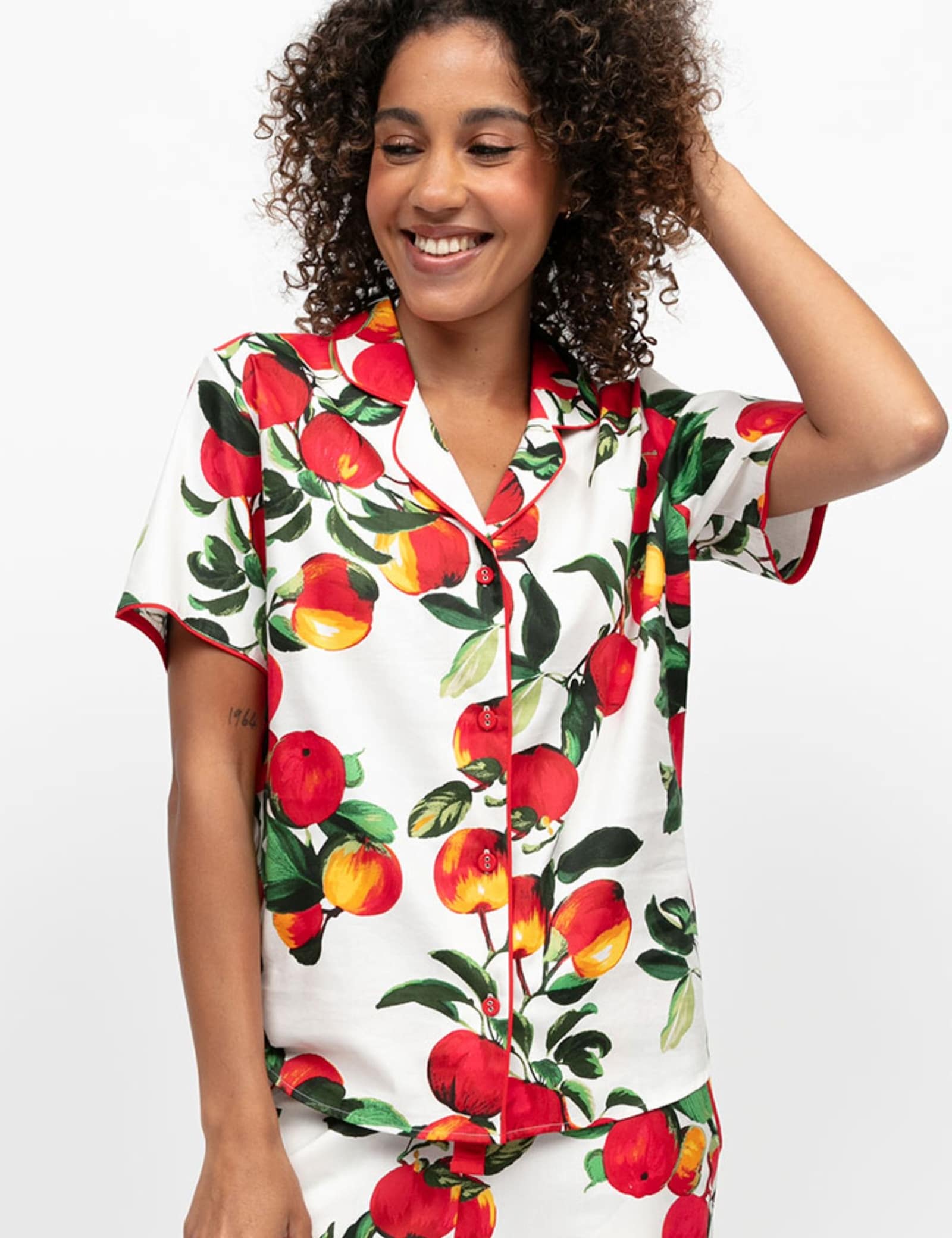 Cotton Modal Apple Print Pyjama Top - image 4