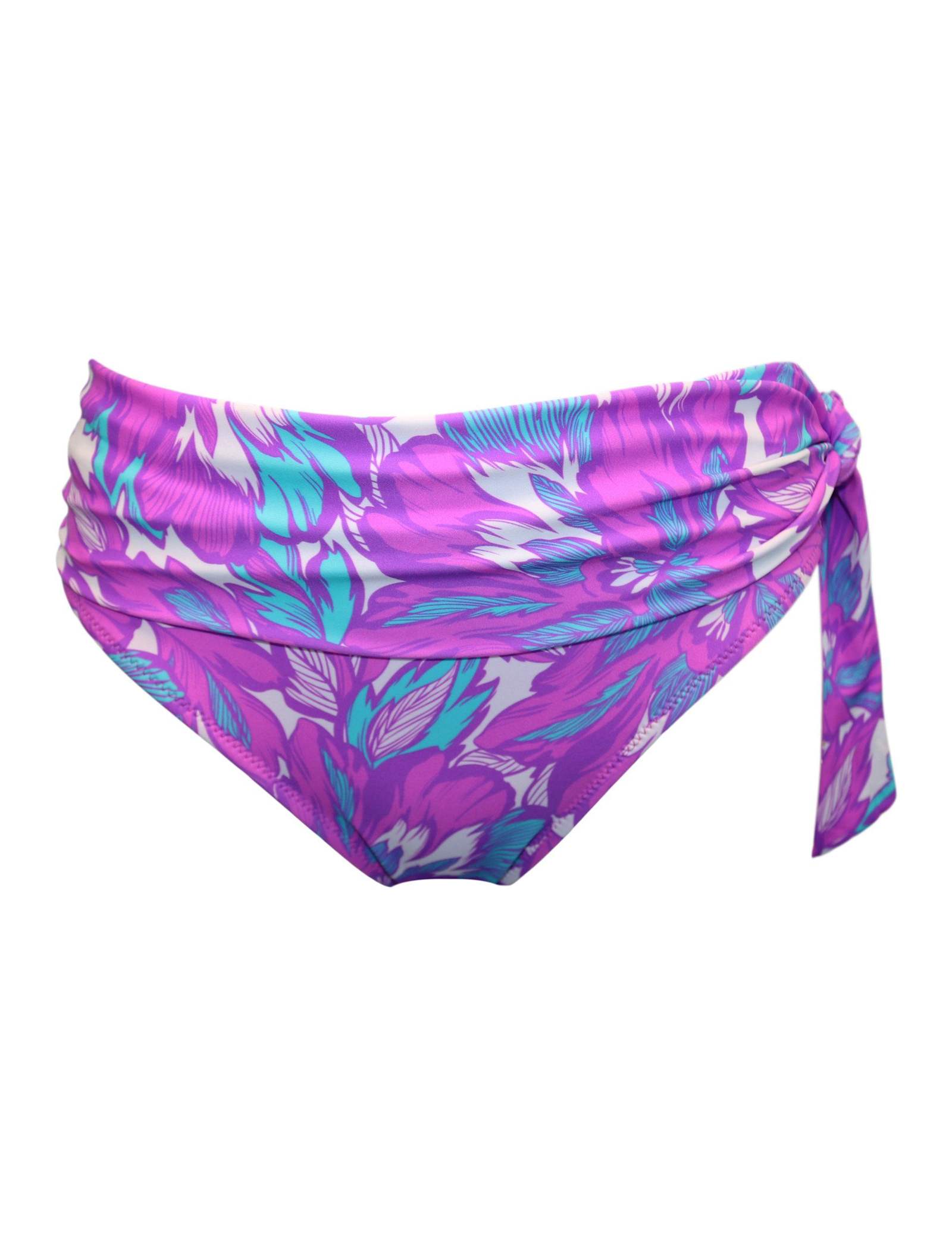 Ocean Breeze Leaf Print High Waisted Bikini Bottoms - image 1