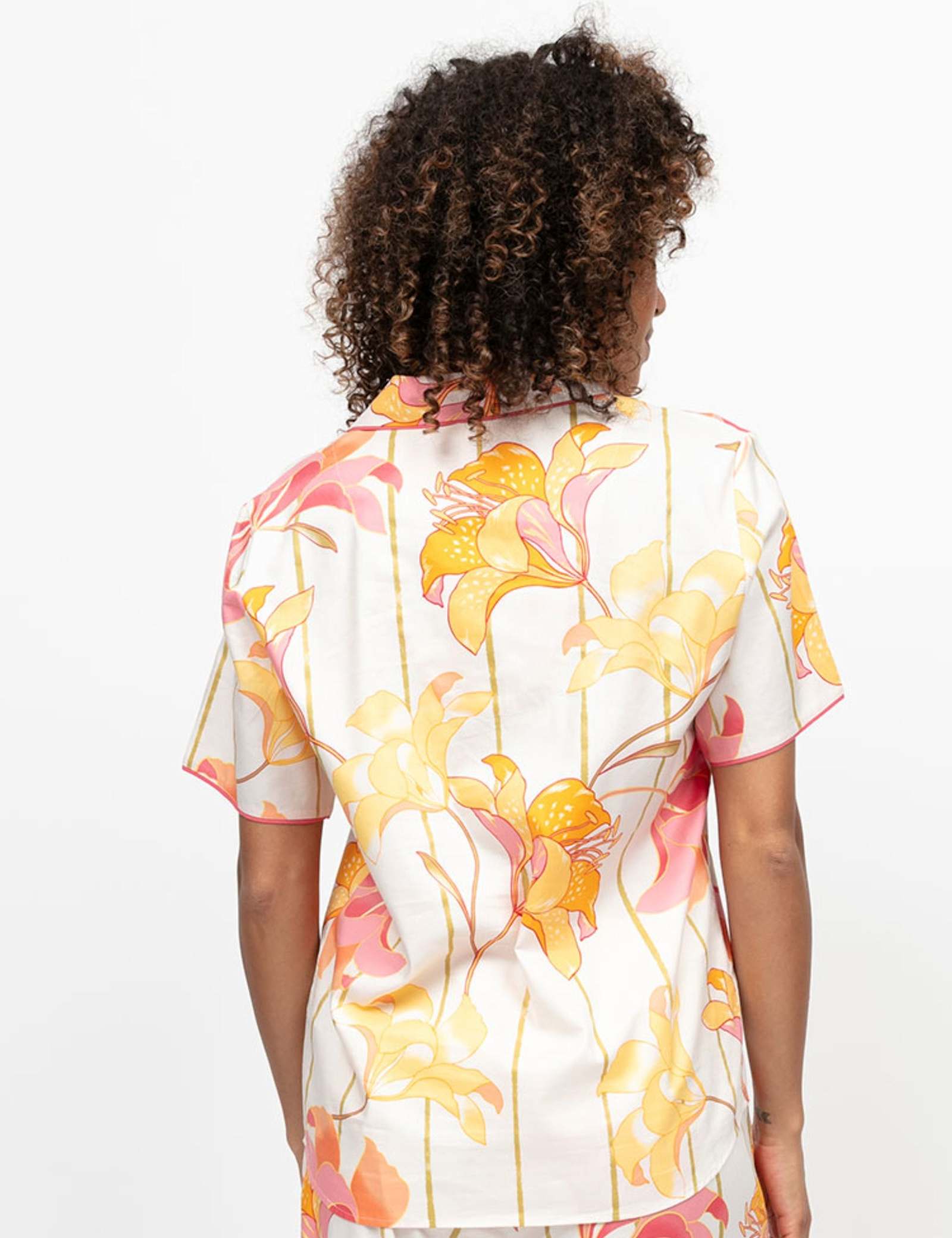Cotton Modal Floral Striped Pyjama Top - image 3