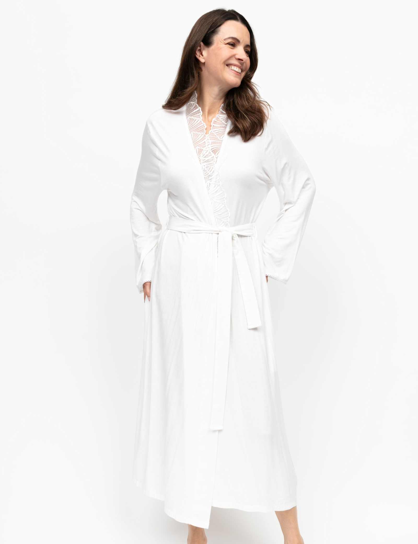 Jersey Lace Trim Dressing Gown - image 4