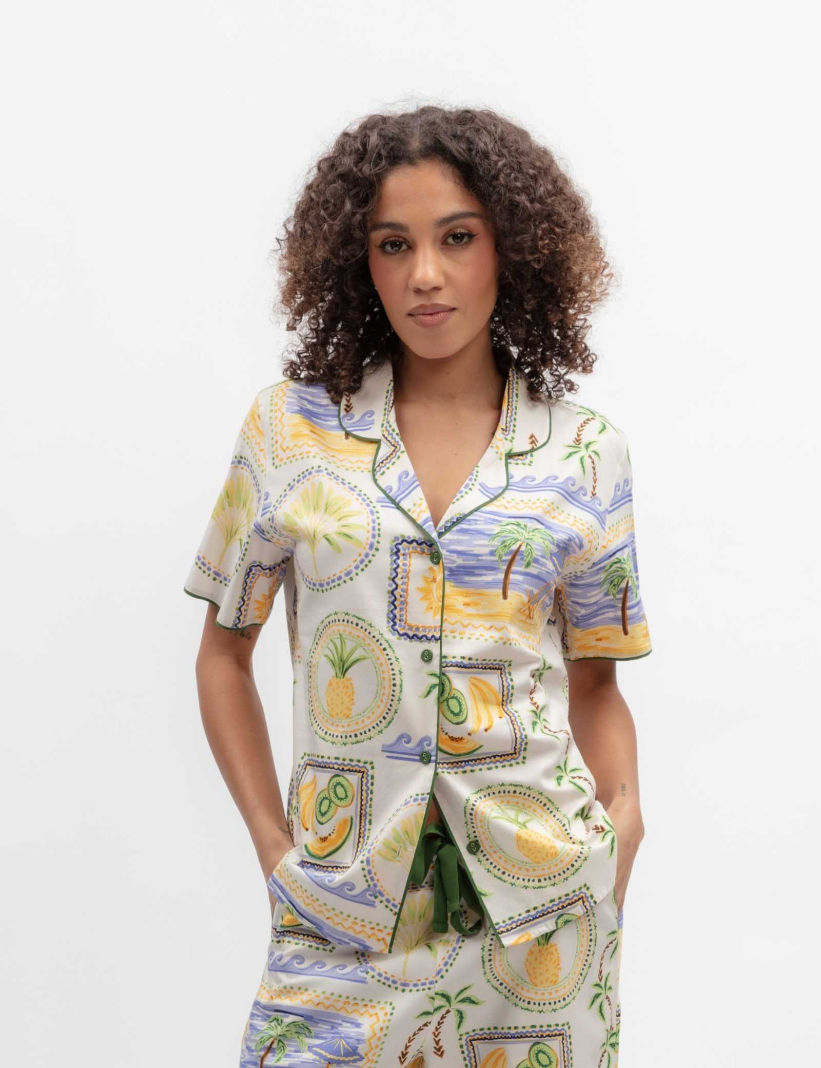 Cotton Modal Postcard Print Pyjama Top - image 4
