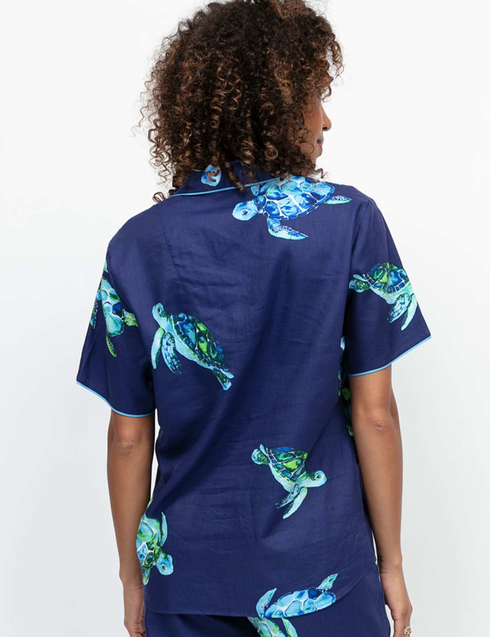 Cotton Modal Turtle Revere Pyjama Top - image 3